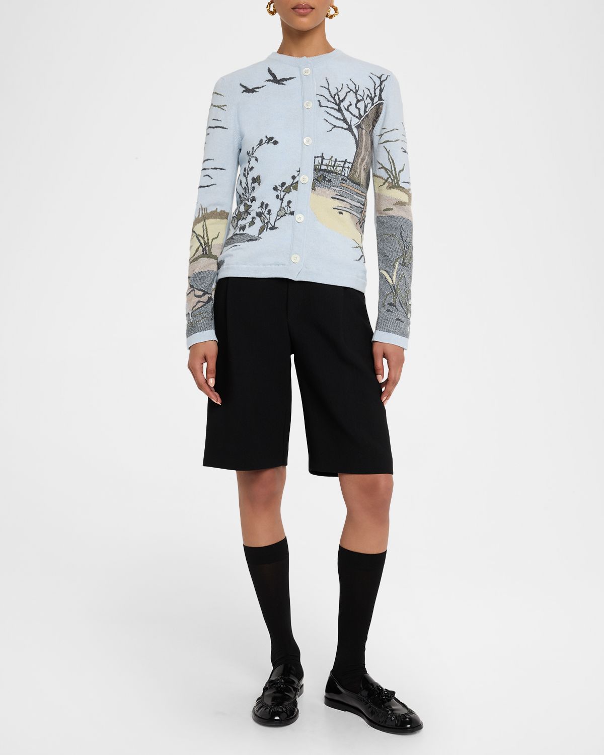 Thom Browne Scenic Intarsia Cashmere Crewneck Cardigan