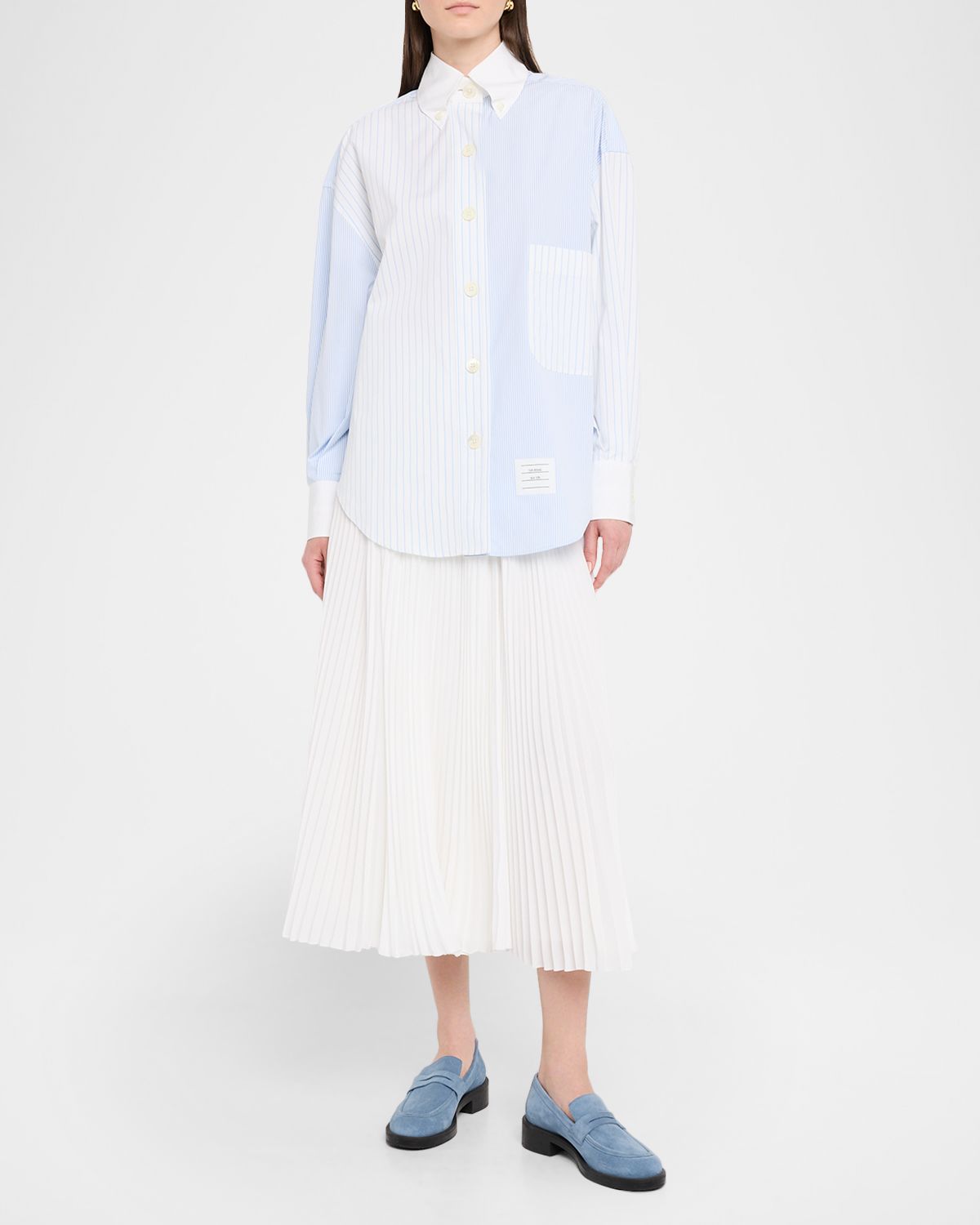 Thom Browne Fun Mix Micro Striped Poplin Oversized Shirt