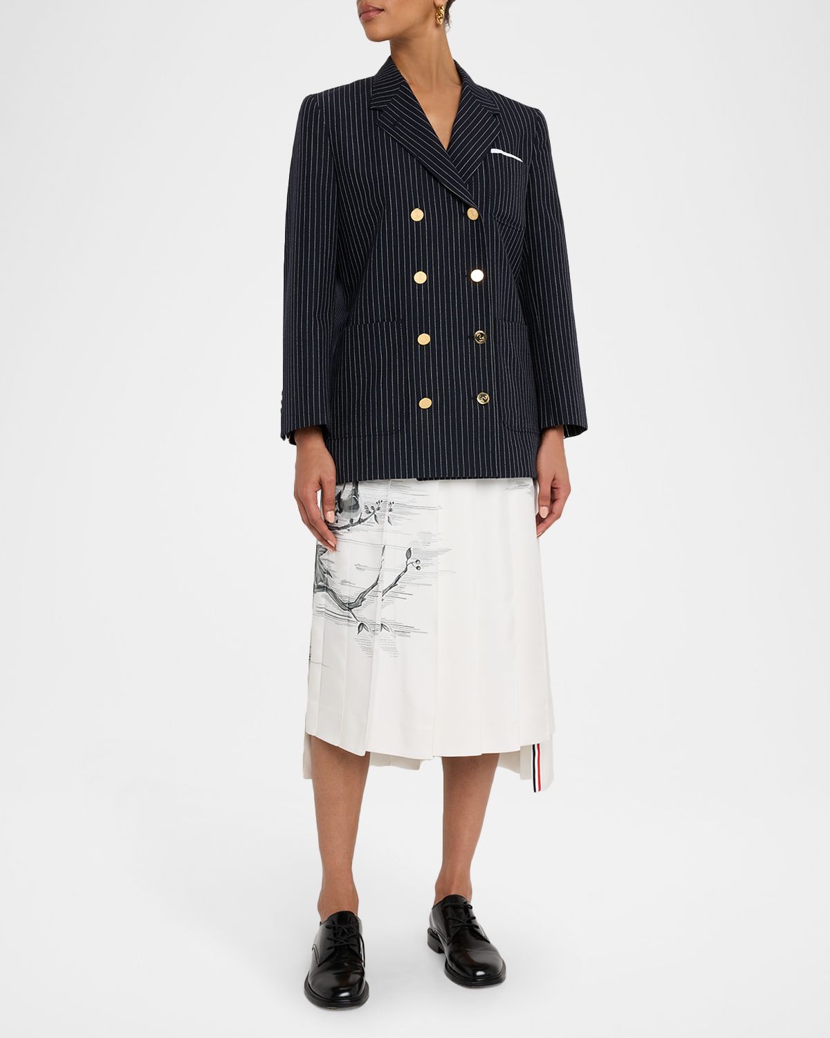 Thom Browne Pinstripe Double-Breasted Sack Sport Coat