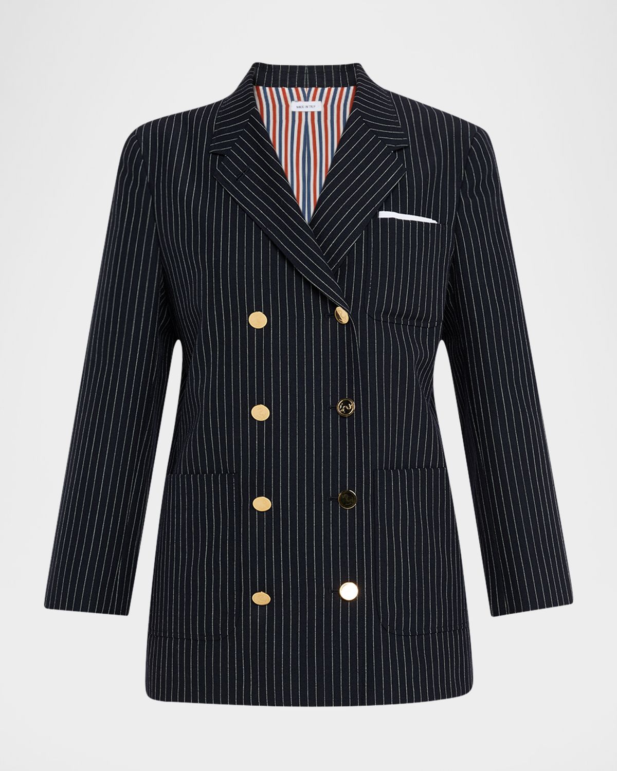 Thom Browne Pinstripe Double-Breasted Sack Sport Coat