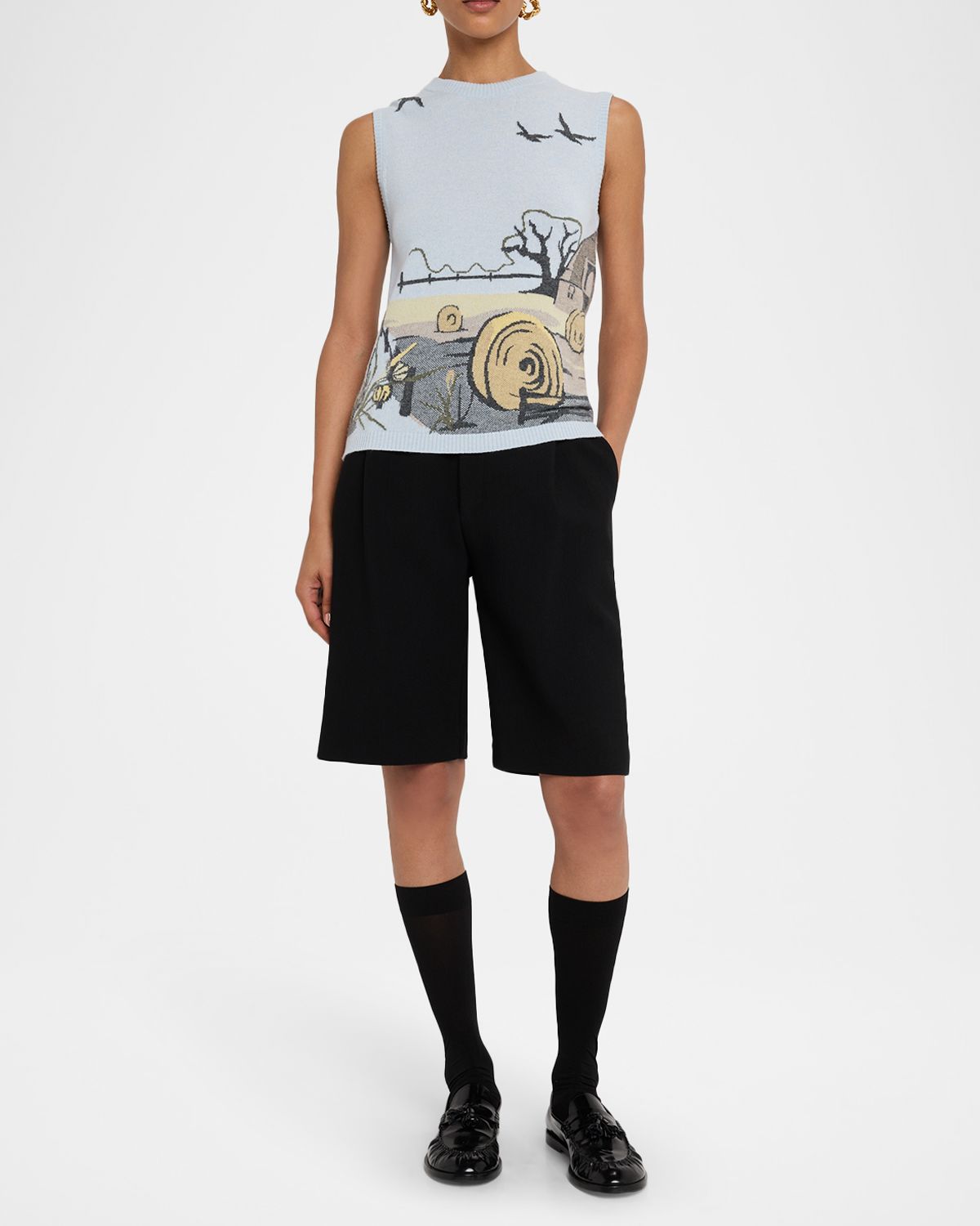 Thom Browne Seasonal Scenic Cashmere Jersey Shell Top