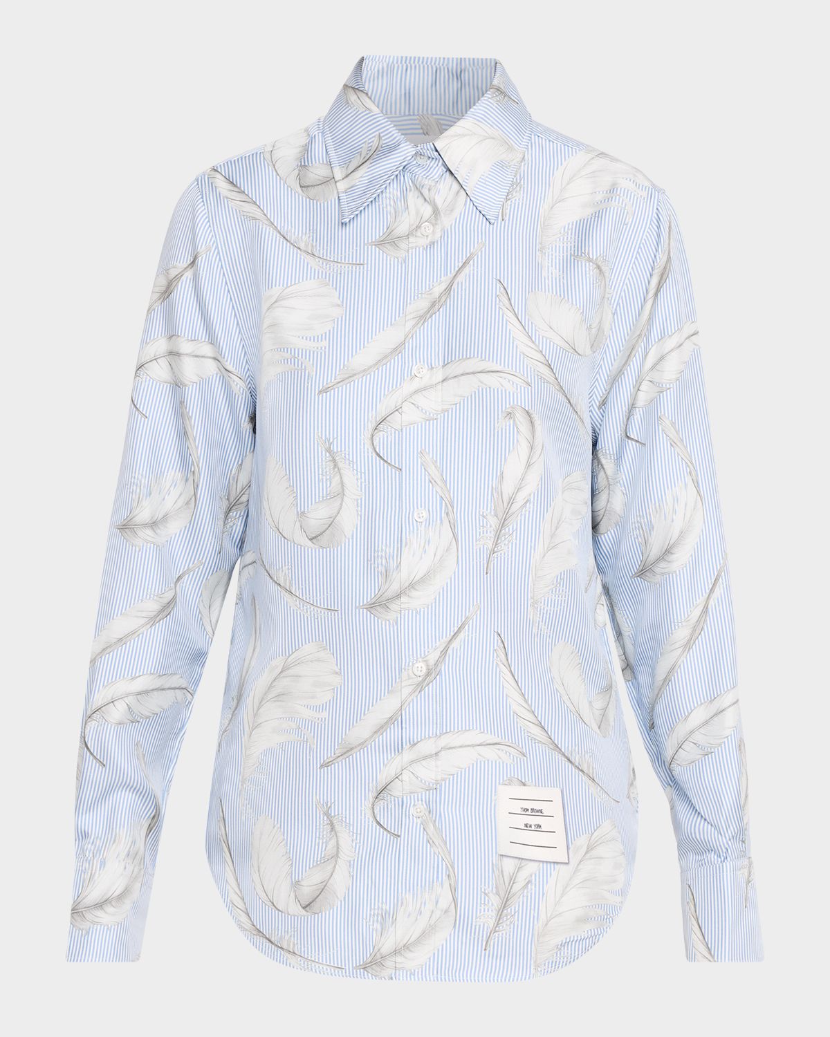 Thom Browne Feather Striped Silk Twill Button-Down Shirt