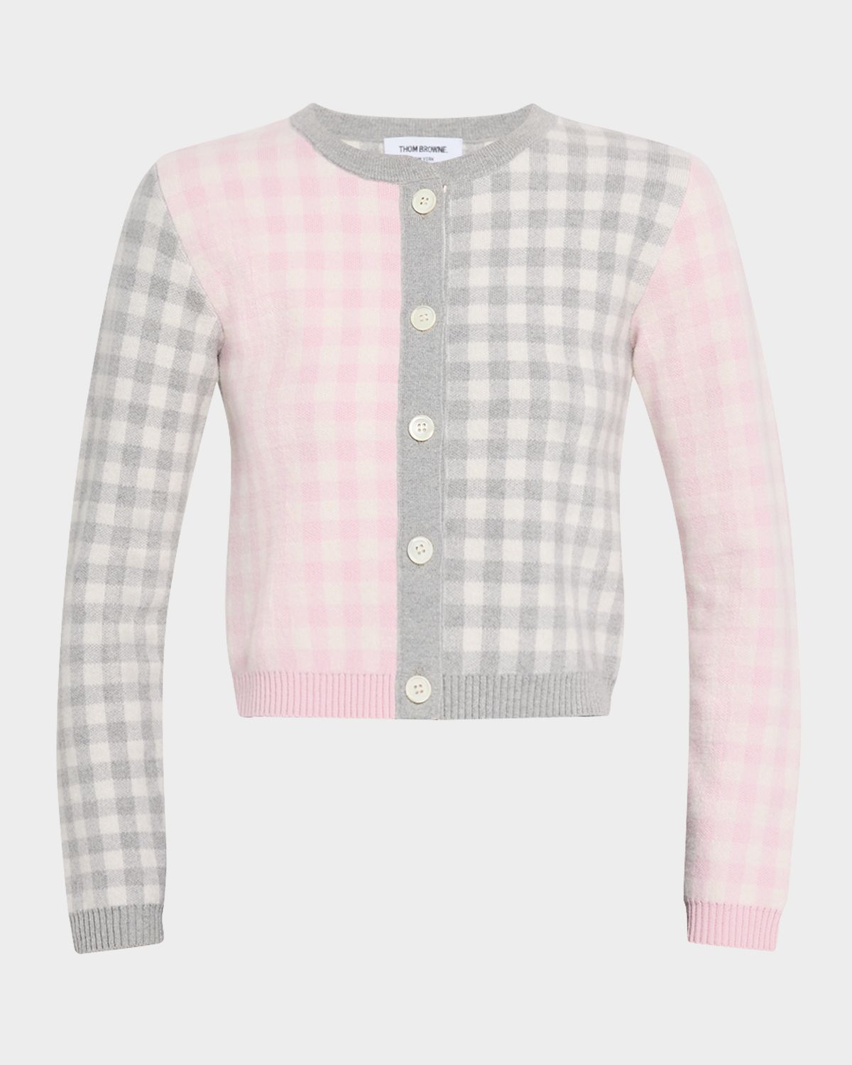Thom Browne Fun Mix Gingham Check Cropped Cardigan