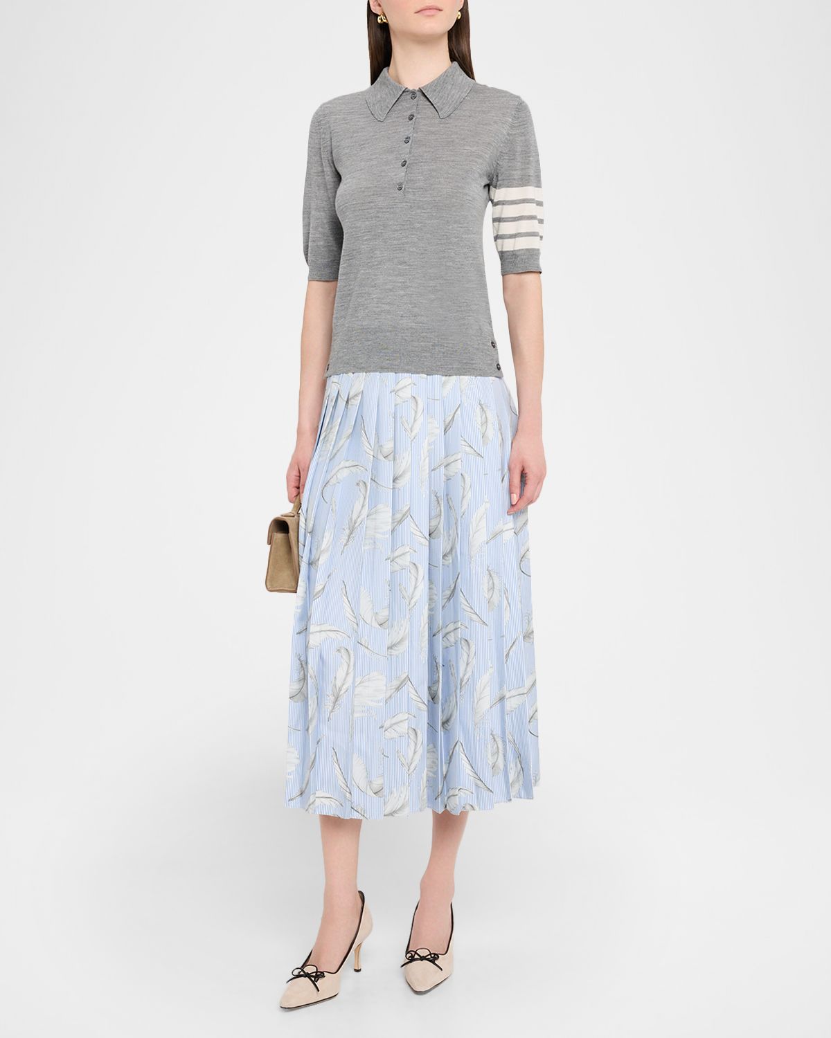 Thom Browne 4 Bar Short-Sleeve Fine Merino Wool Polo Shirt