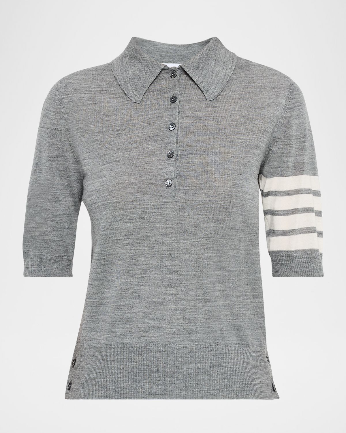 Thom Browne 4 Bar Short-Sleeve Fine Merino Wool Polo Shirt