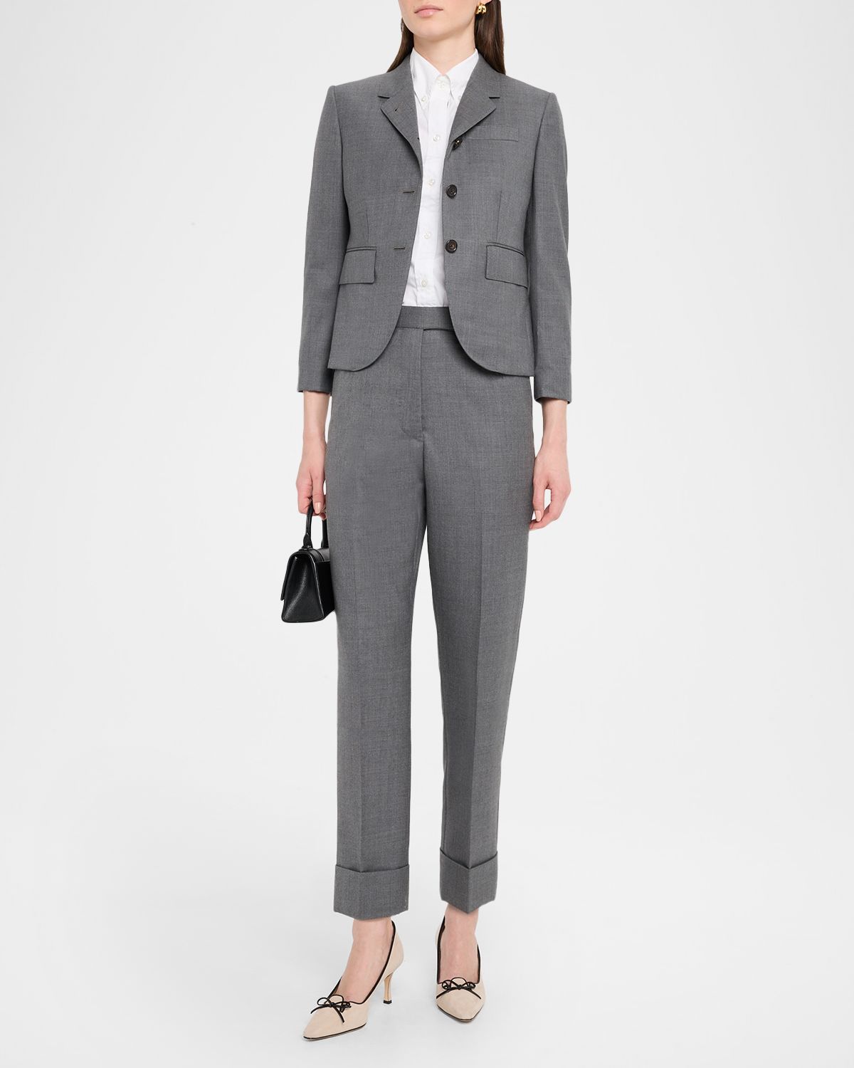 Thom Browne Backstrap Straight-Leg Crop Twill Trousers