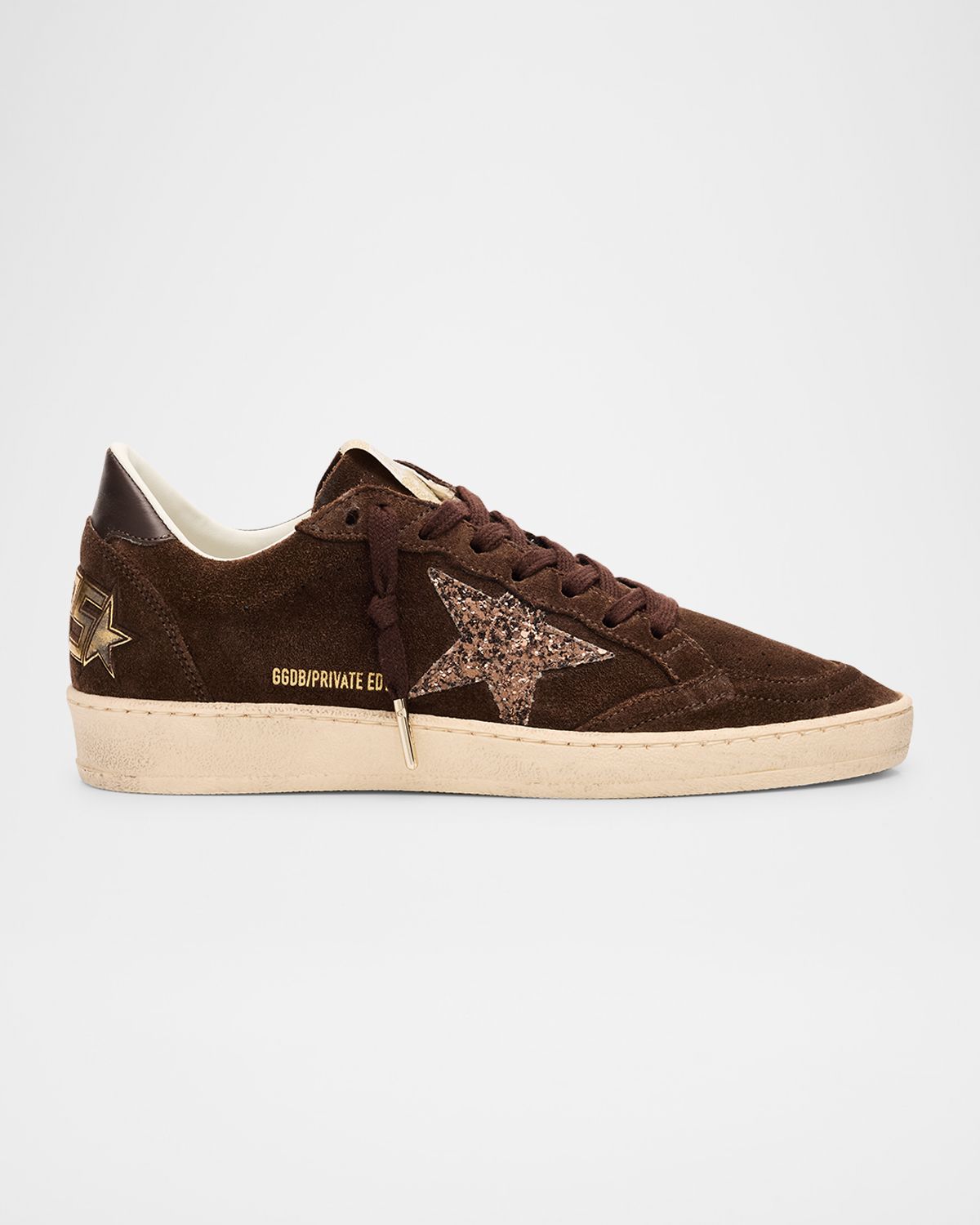 Golden Goose Ball Star Suede Glitter-Star Low-Top Sneakers