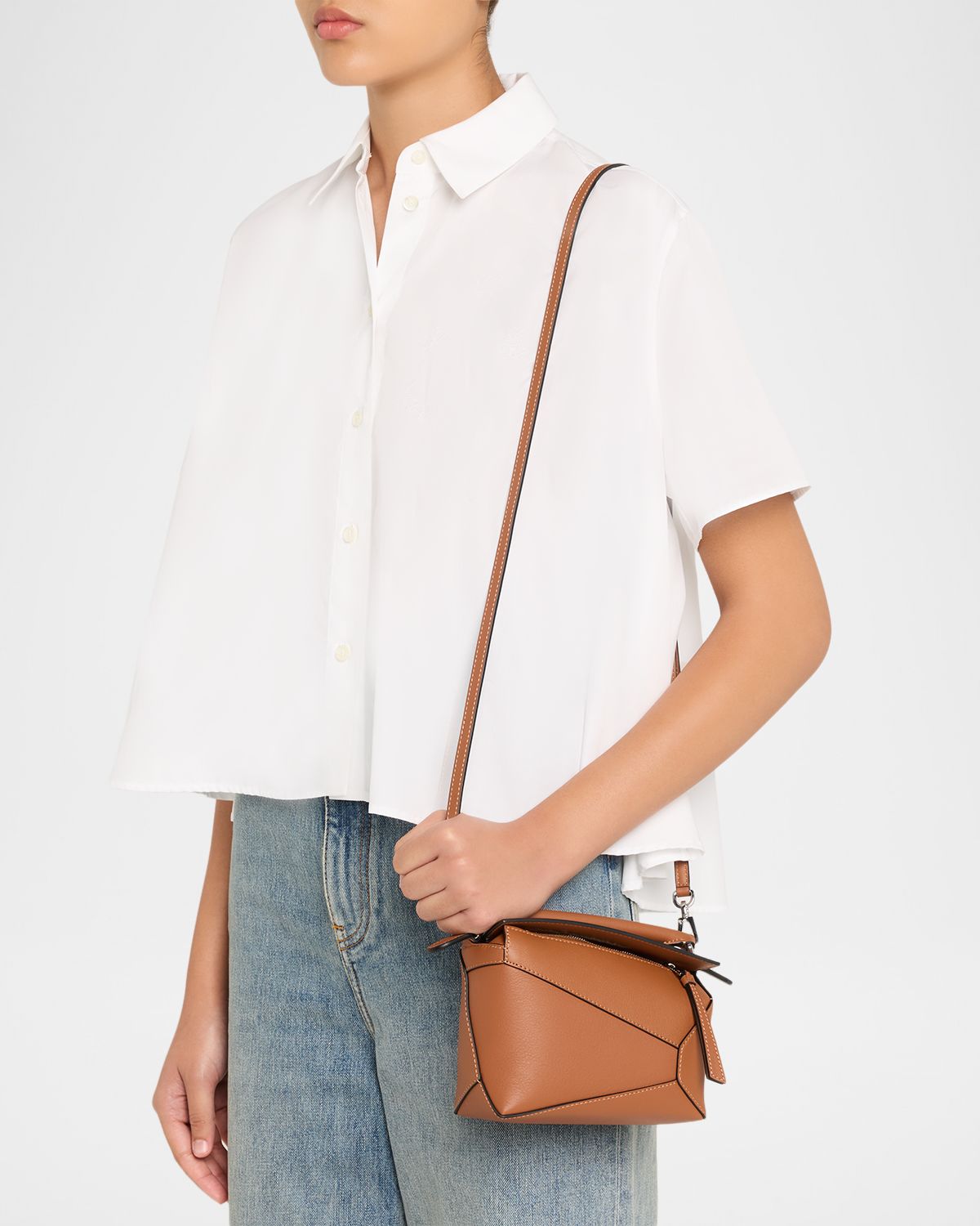 Loewe Puzzle Edge Mini Top-Handle Bag in Calfskin Leather