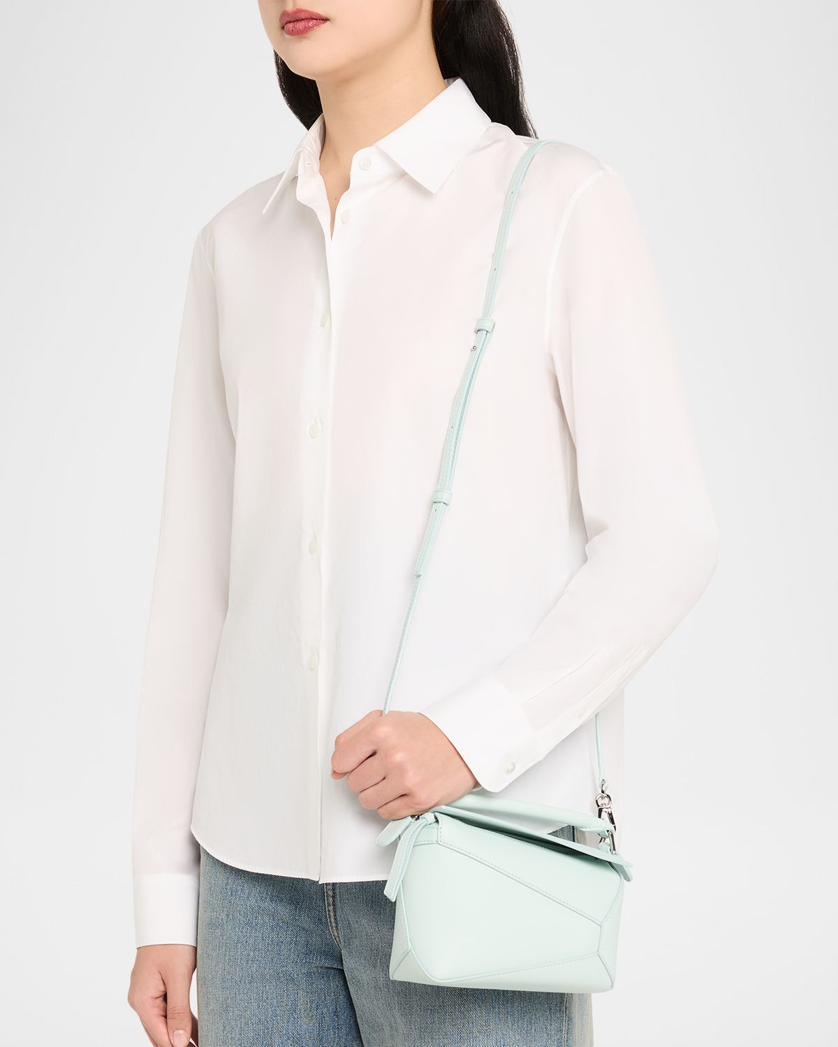 Loewe Puzzle Edge Mini Top-Handle Bag in Calfskin Leather