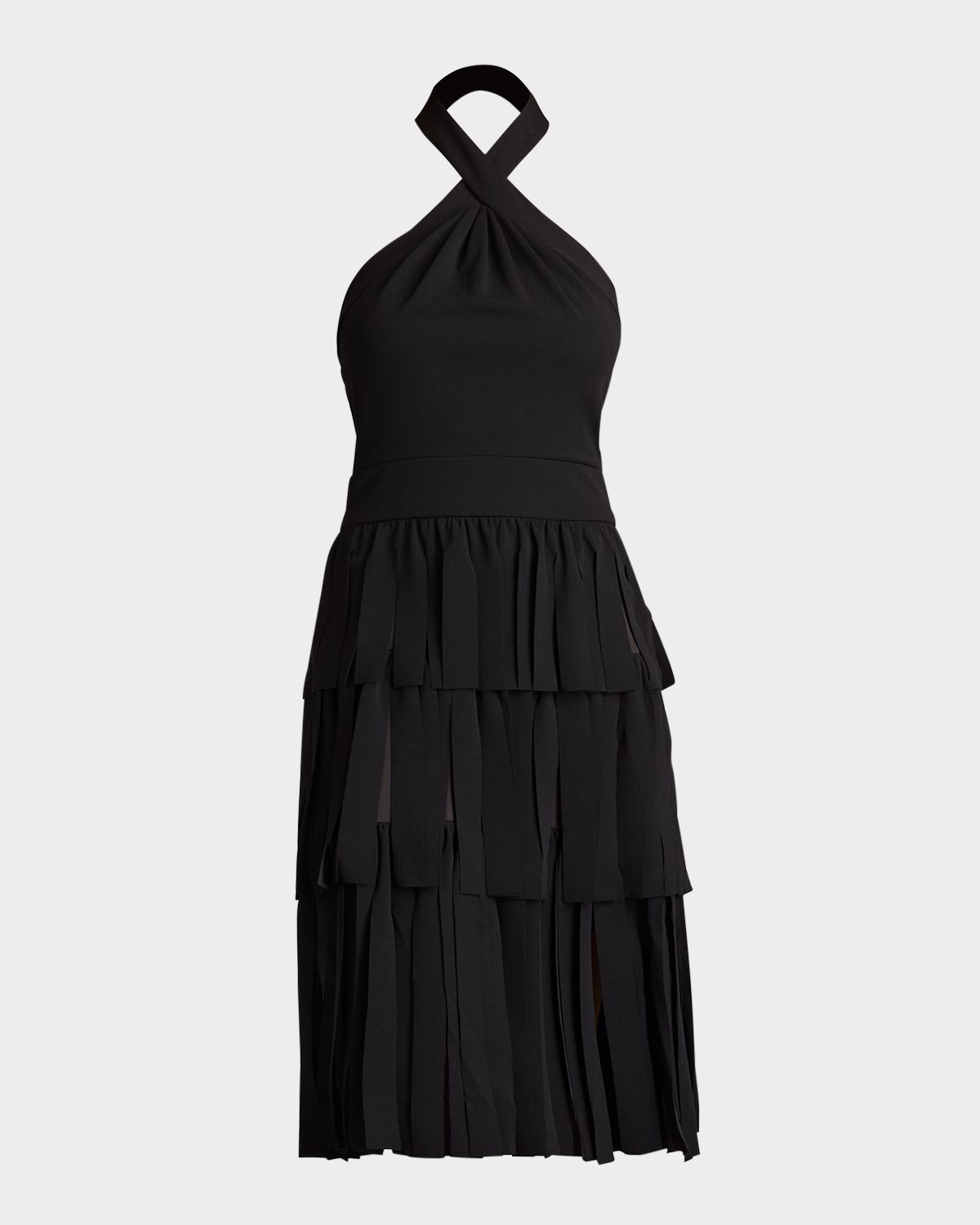 Tadashi Shoji Tiered Car Wash Crepe Halter Dress