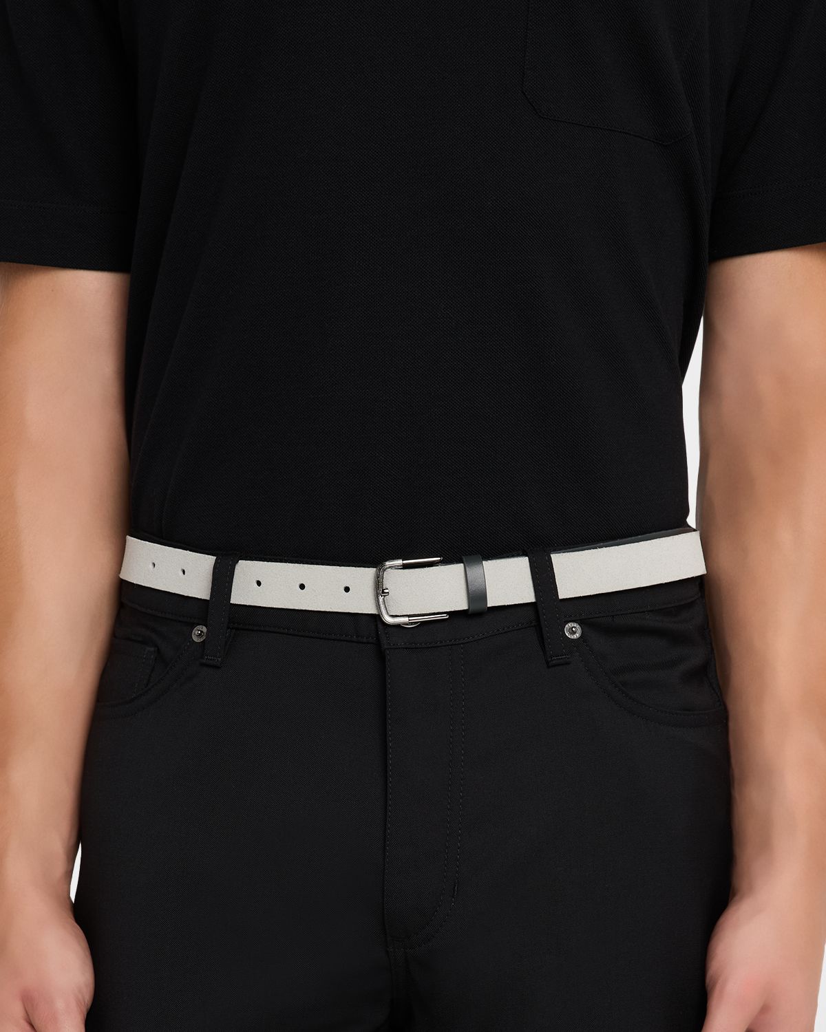 Giorgio Armani Men 's Suede and Leather Reversible Belt