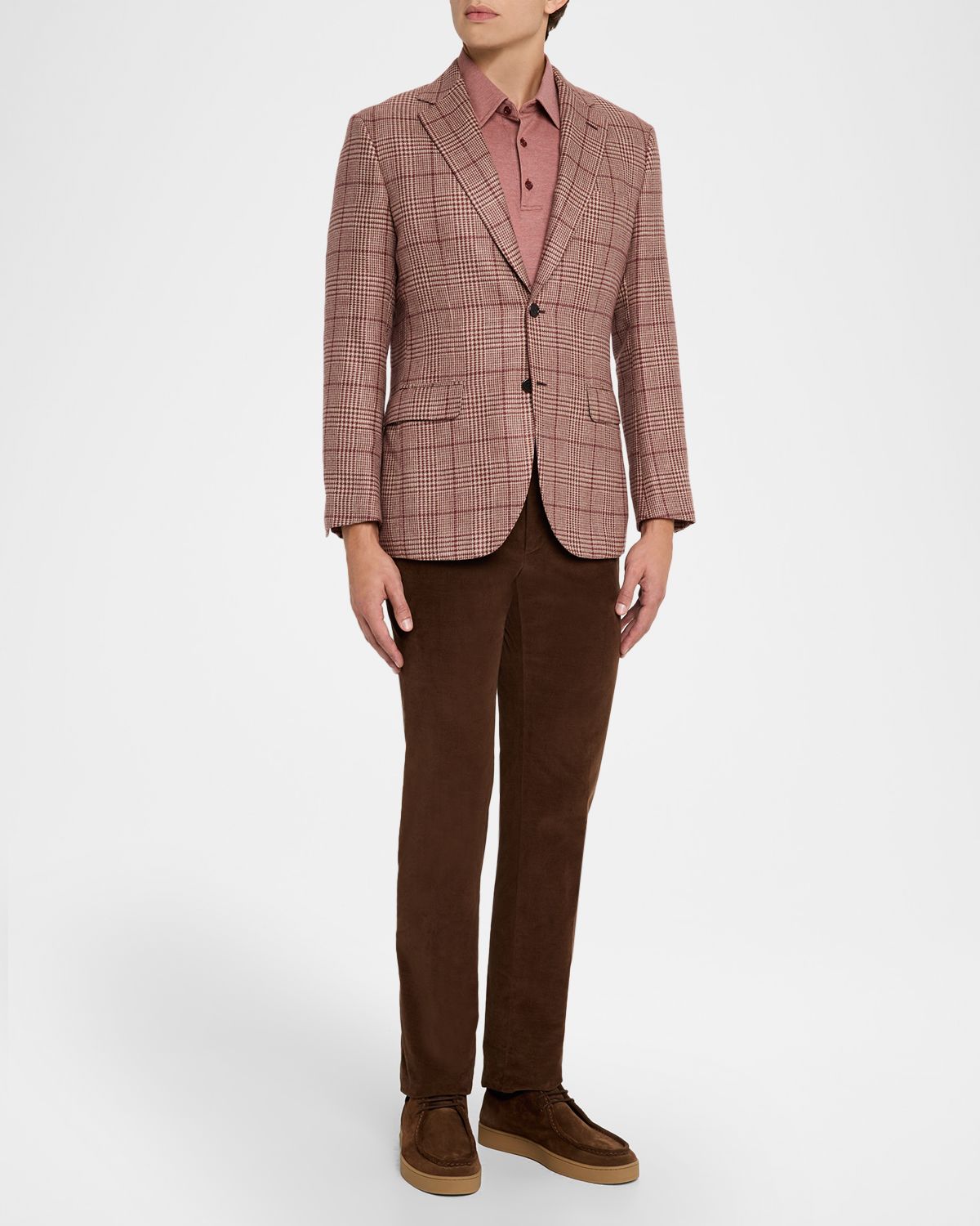 Brioni Men 's Cashmere Blend Rust Plaid Sport Coat