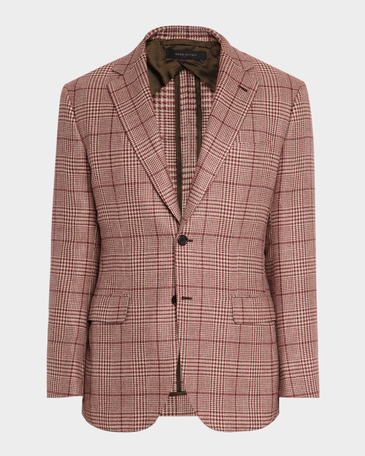 Brioni Men 's Cashmere Blend Rust Plaid Sport Coat