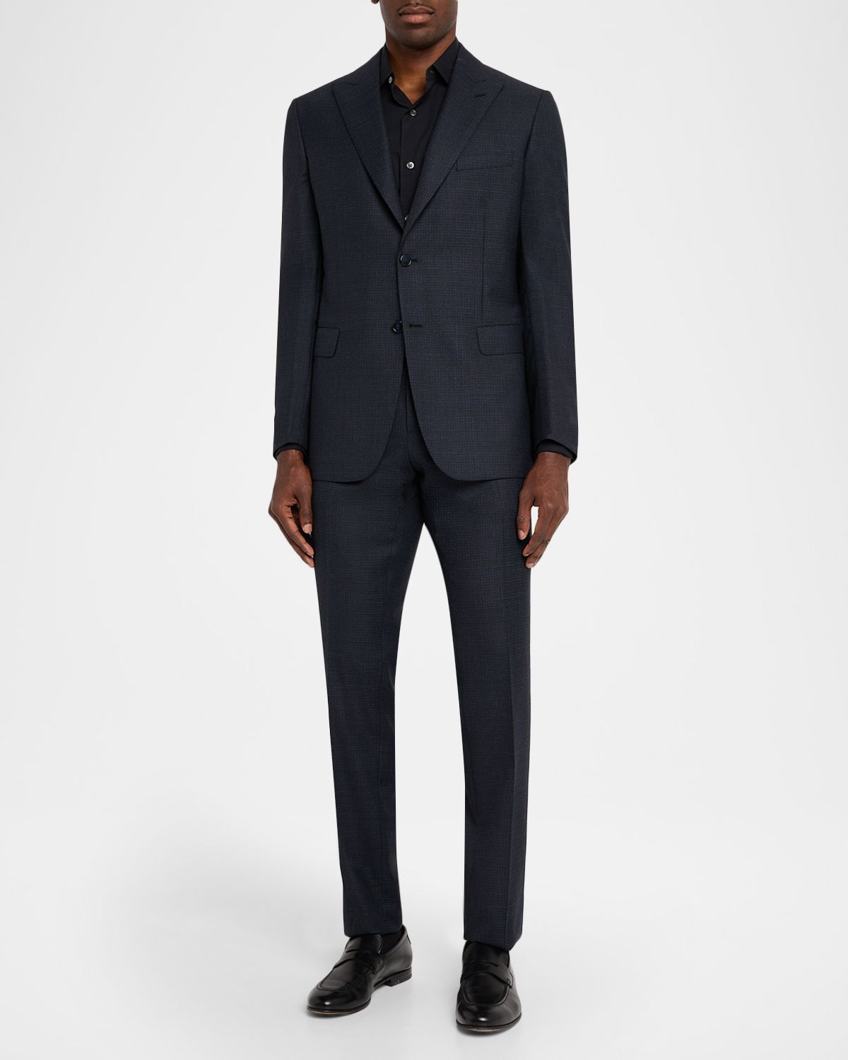 Brioni Men 's Wool Micro-Plaid Two-Piece Suit
