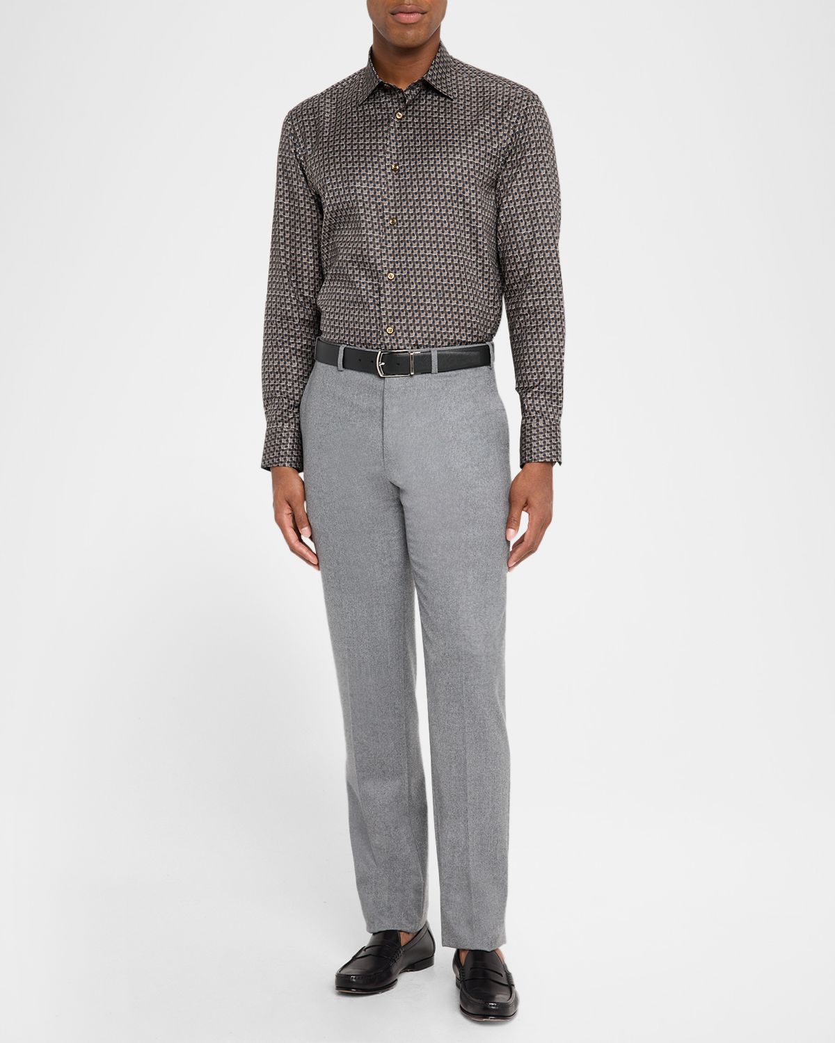 Brioni Men 's Geo Print Button Down Shirt