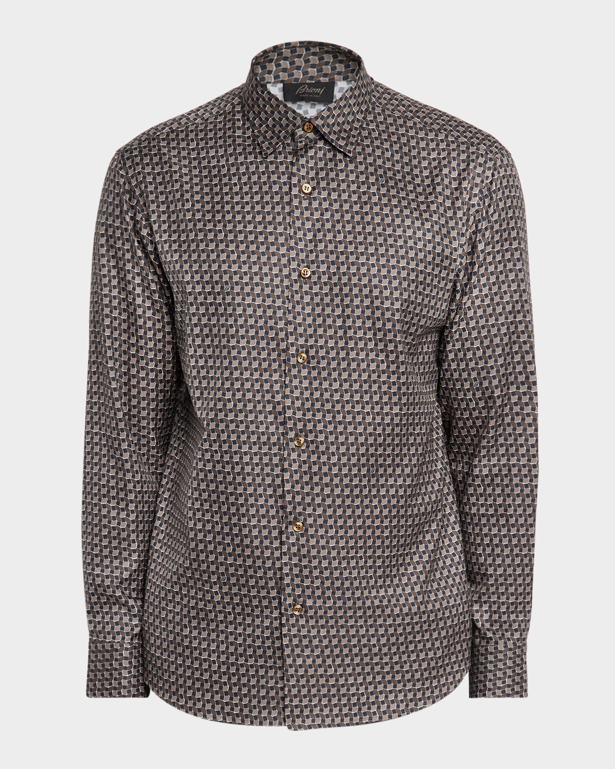 Brioni Men 's Geo Print Button Down Shirt