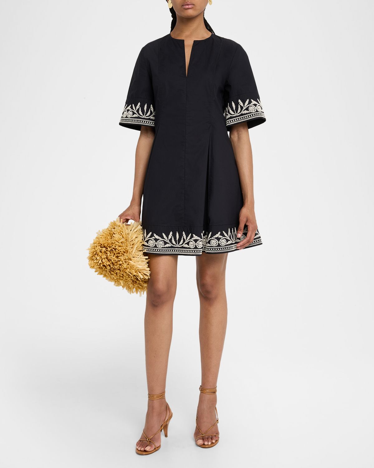 By Malene Birger Mary Embroidered Organic Cotton Mini Dress