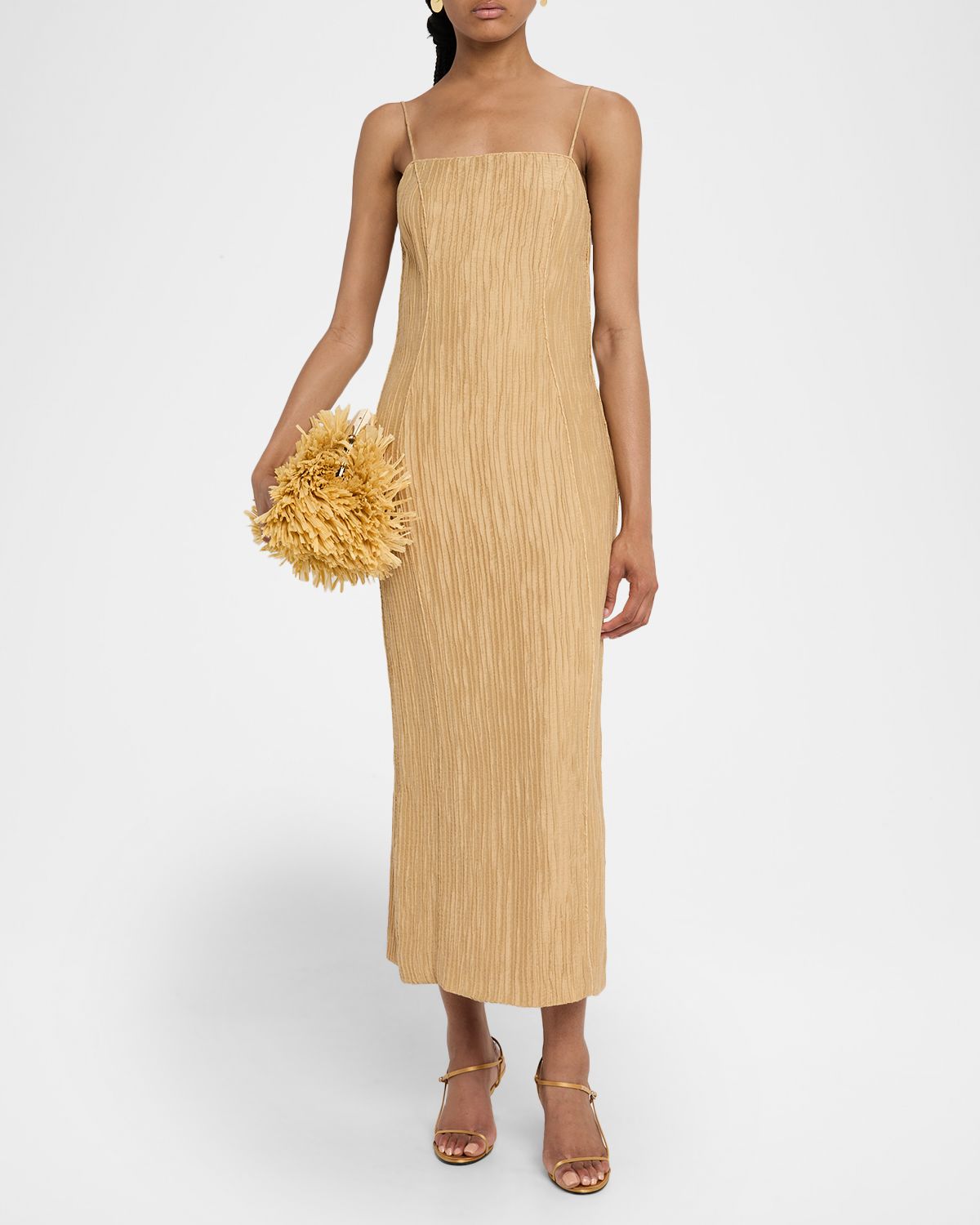 By Malene Birger Lucille Sleeveless Crinkled Midi Dress