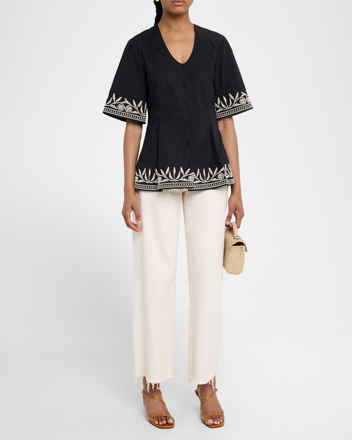 By Malene Birger Merlina Embroidered Organic Cotton Top