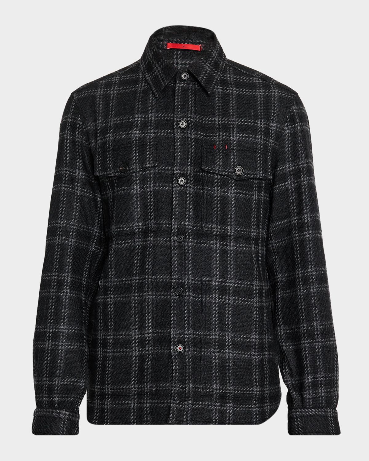 Isaia Men 's Cashmere Plaid Four-Pocket Overshirt