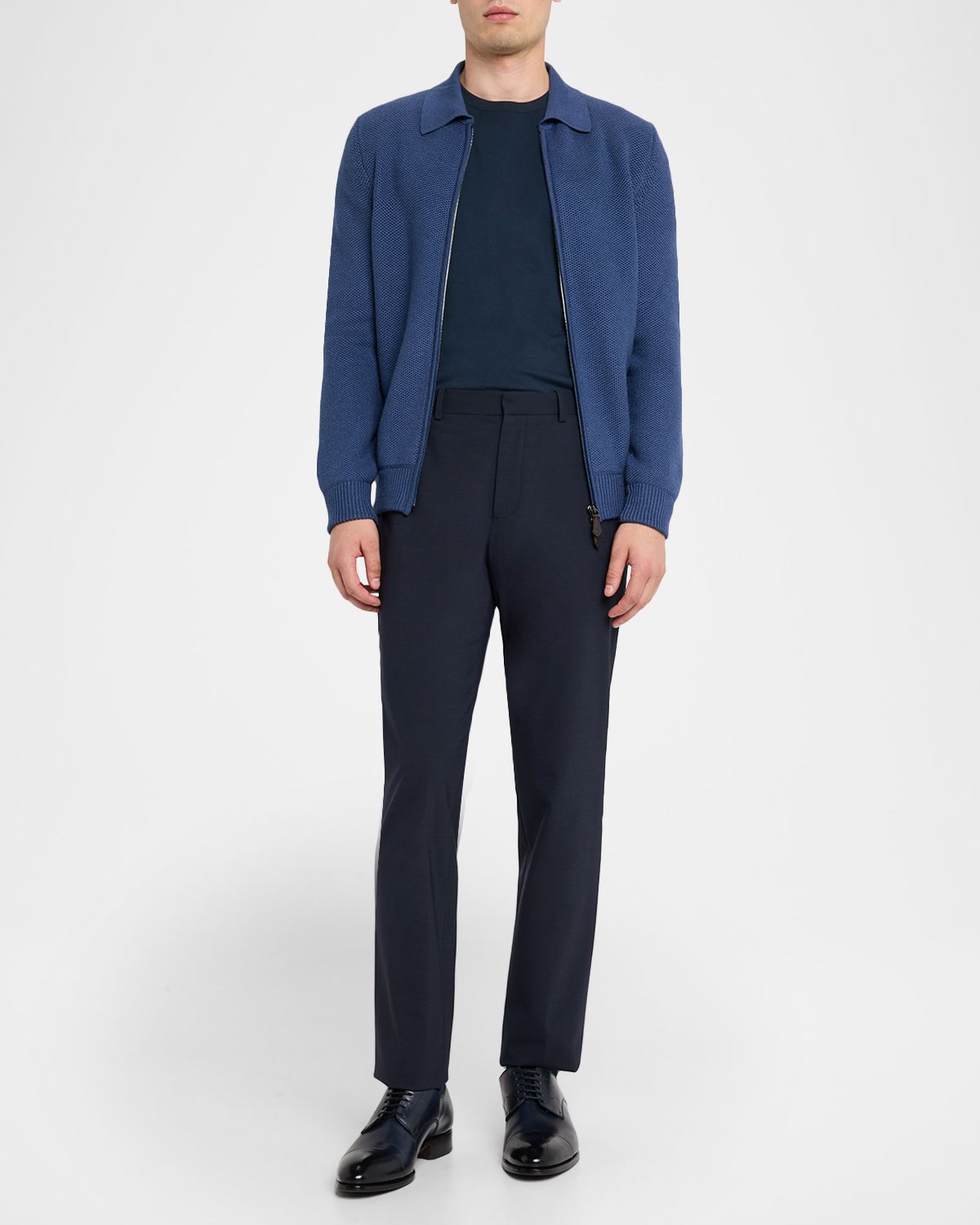 Isaia Men 's Wool-Blend Knit Full-Zip Sweater