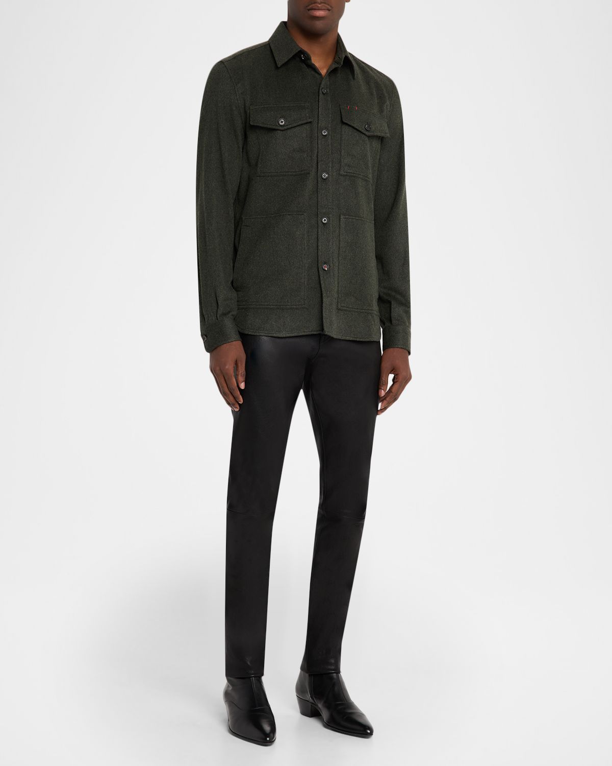 Isaia Men 's Heathered Cashmere Button-Down Shirt