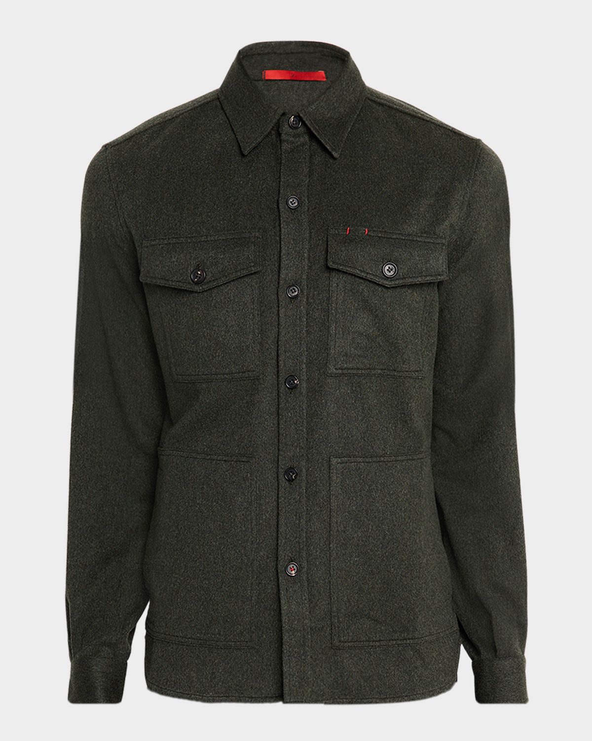 Isaia Men 's Heathered Cashmere Button-Down Shirt