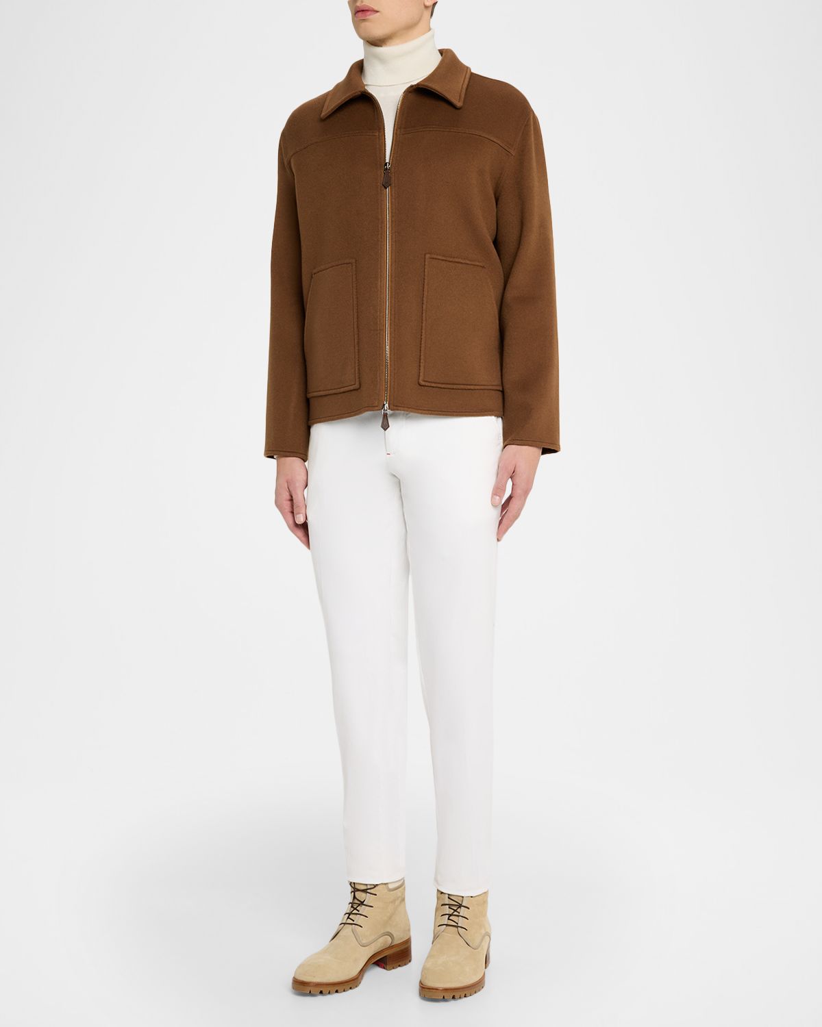 Isaia Men 's College Double-Face Cashmere Bomber Jacket | Thumbnail 5 Isaia Men 's College Double-Face Cashmere Bomber Jacket | Thumbnail 5