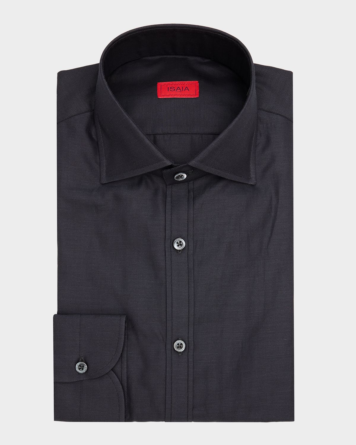 Isaia Men 's Cotton Micro-Herringbone Dress Shirt | Thumbnail 3 Isaia Men 's Cotton Micro-Herringbone Dress Shirt | Thumbnail 3