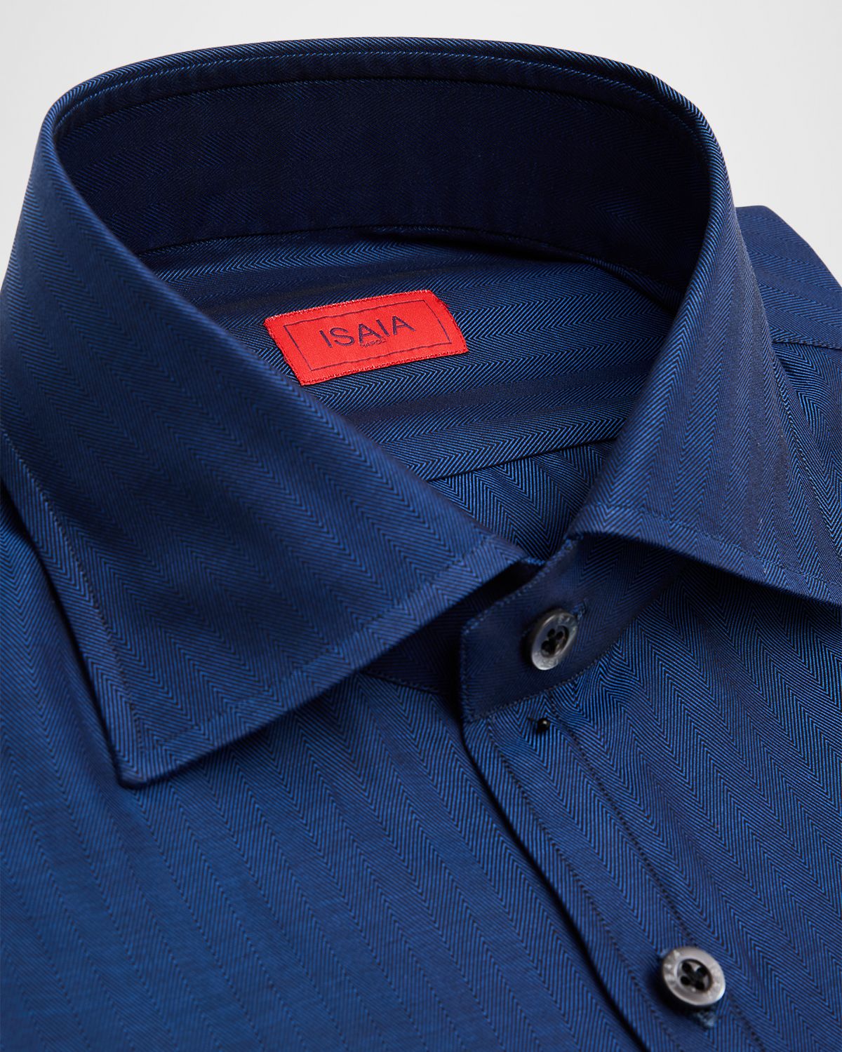 Isaia Men 's Cotton Micro-Herringbone Dress Shirt