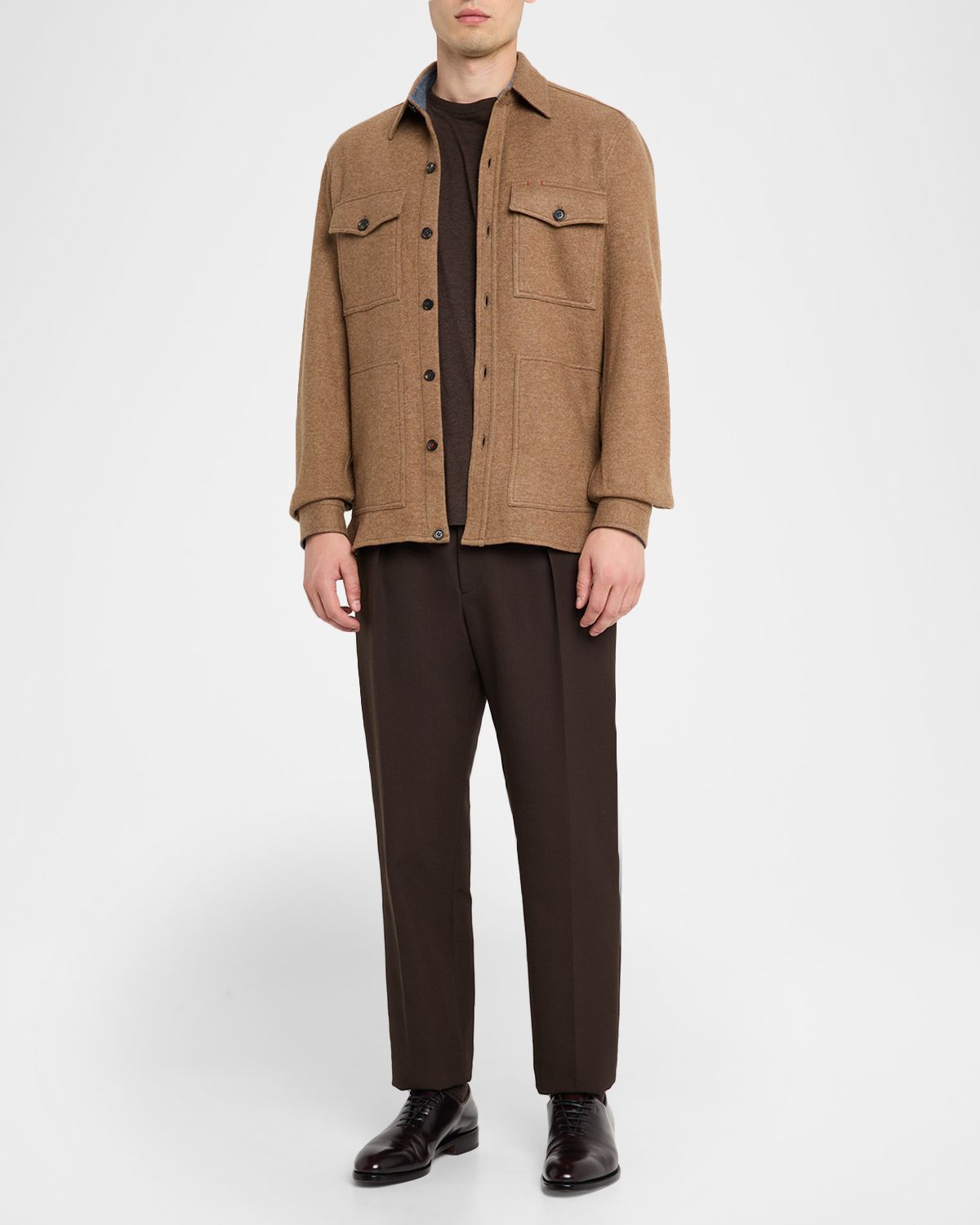 Isaia Men 's Cashmere Double-Face Four-Pocket Overshirt