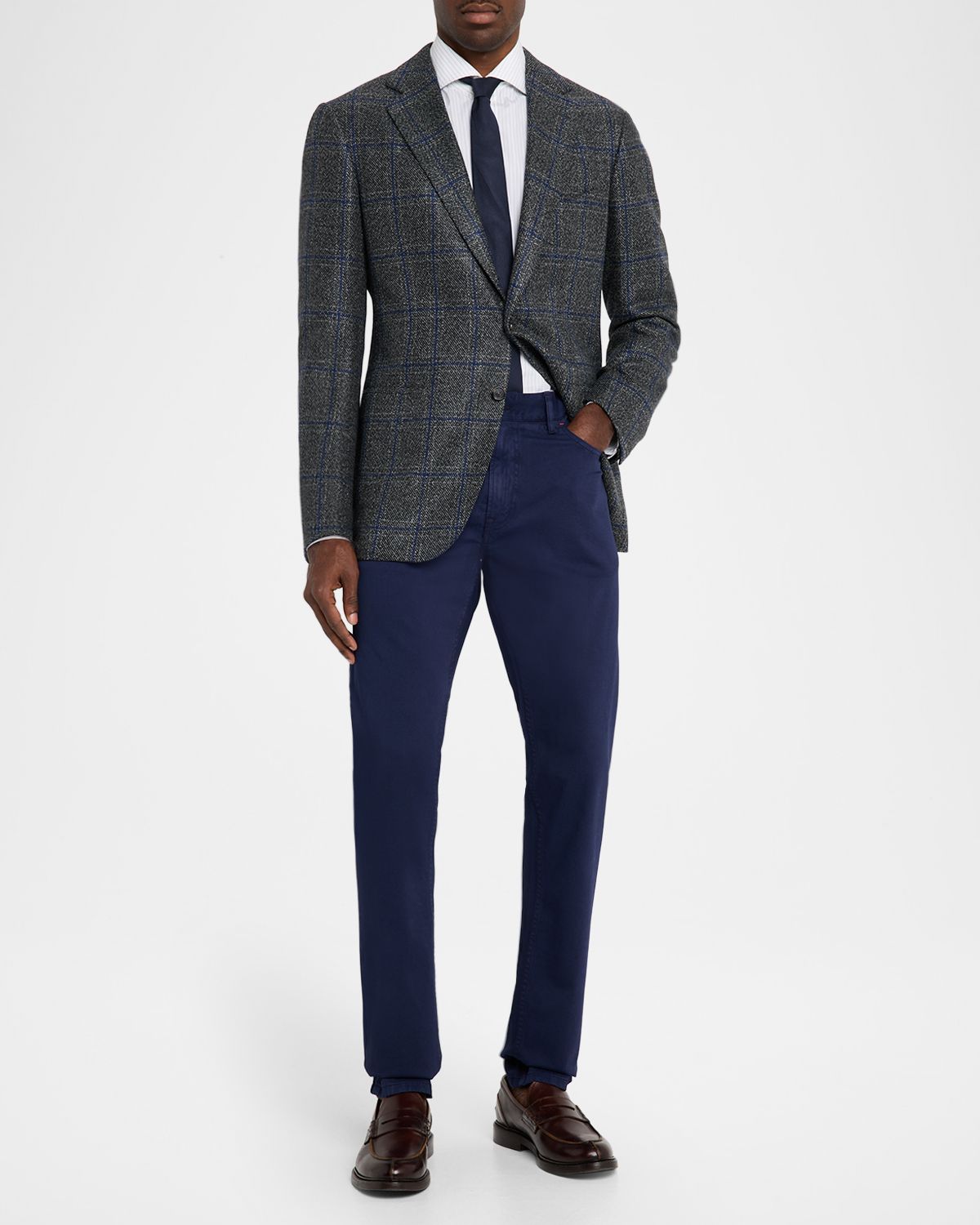 Isaia Men 's Cashmere-Cotton Slim 5-Pocket Pants