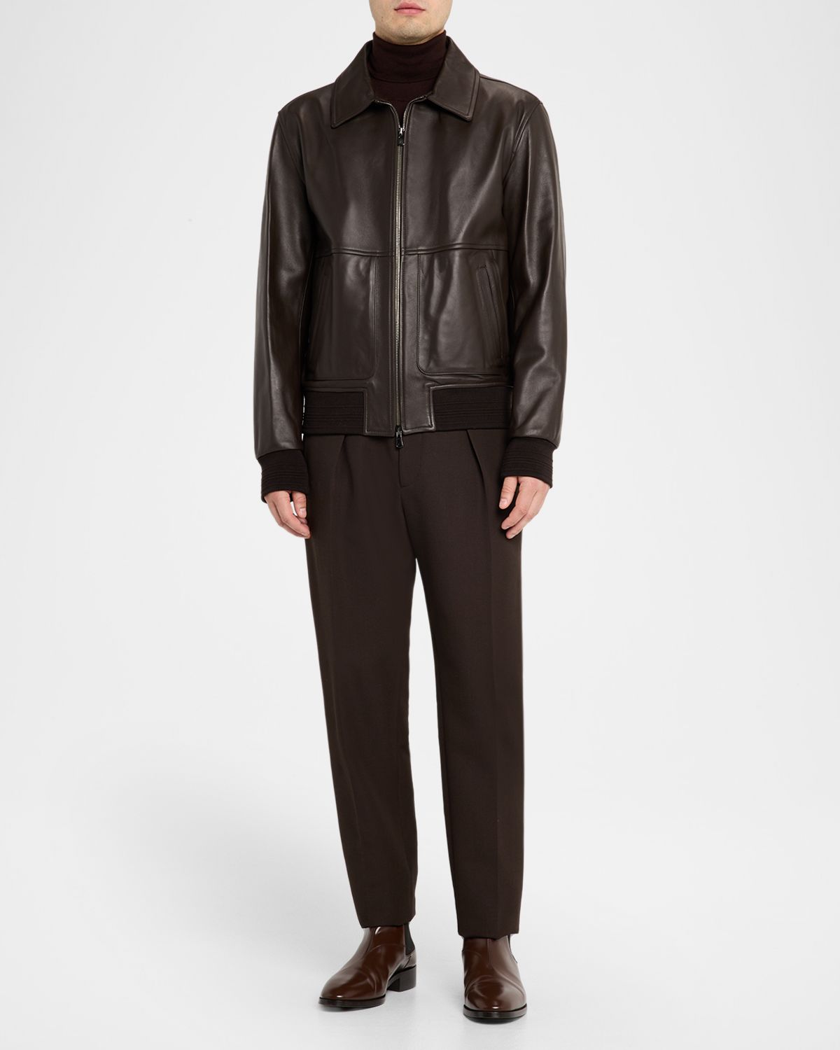 Isaia Men 's Lambskin Leather Jacket