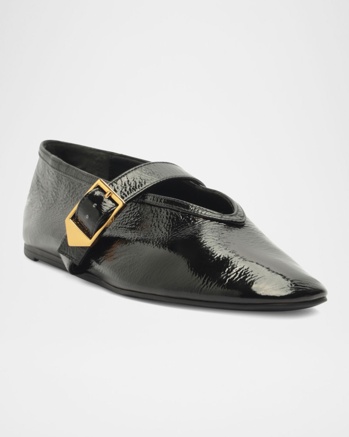 Schutz Courtney Leather Buckle Flats