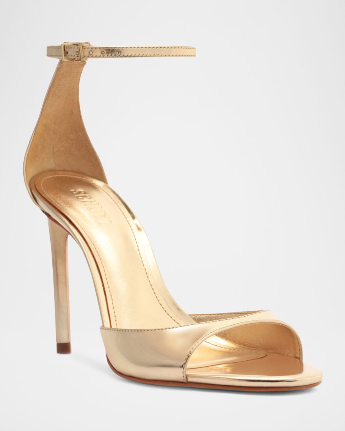 Schutz Scarlett Metallic Leather Ankle-Strap Stiletto Sandals