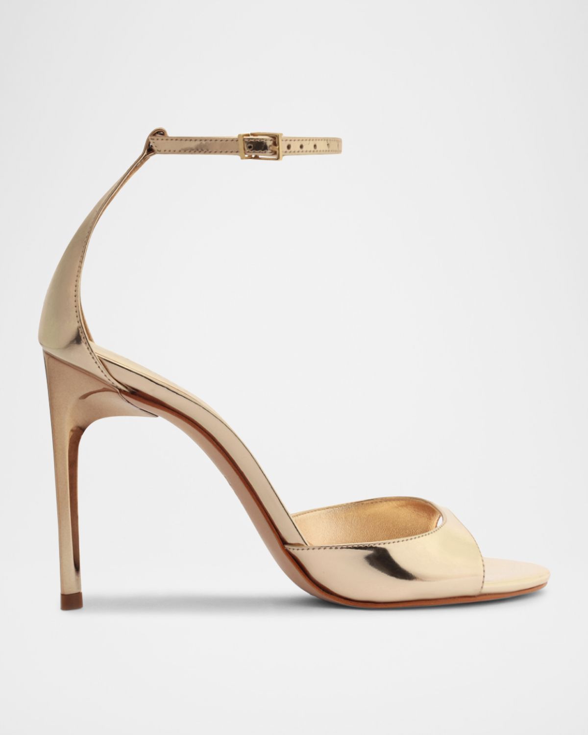Schutz Scarlett Metallic Leather Ankle-Strap Stiletto Sandals