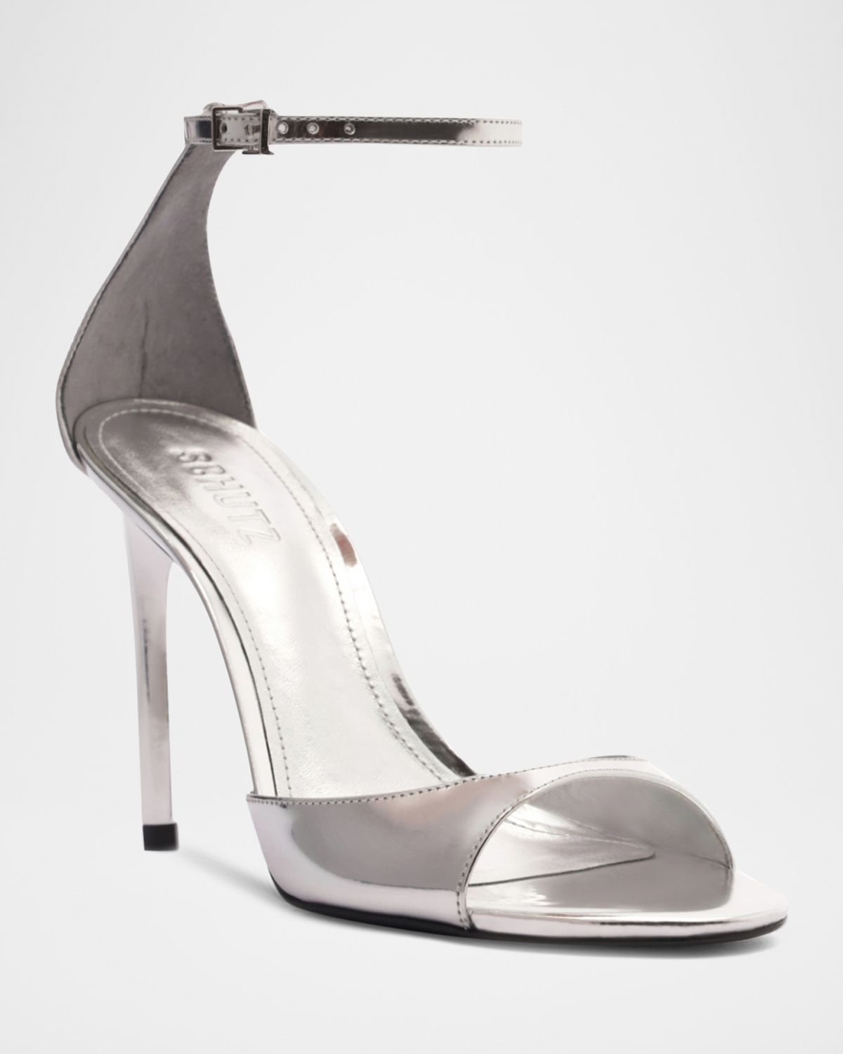 Schutz Scarlett Metallic Leather Ankle-Strap Stiletto Sandals