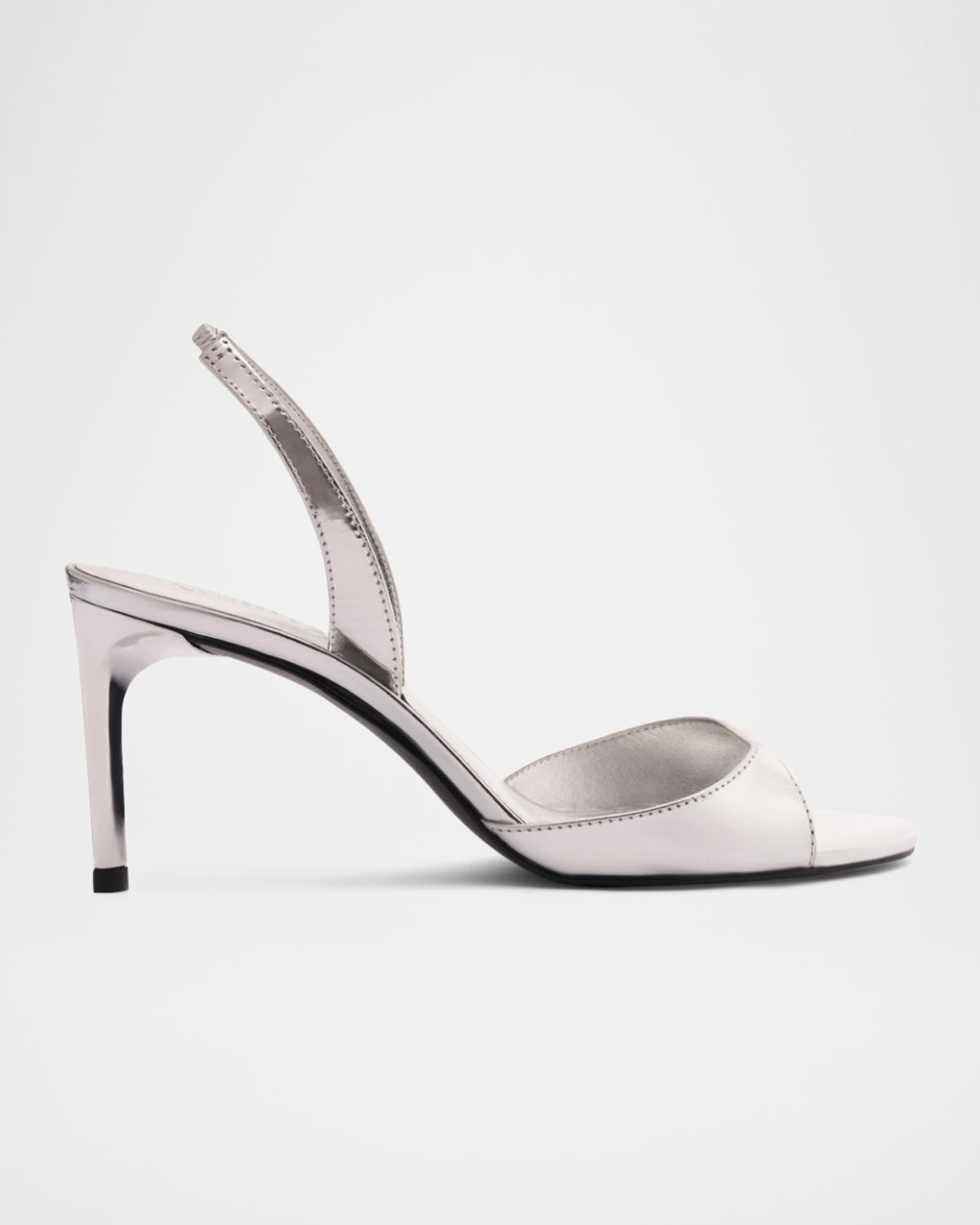 Schutz Scarlett Metallic Leather Mid-Heel Slingback Sandals