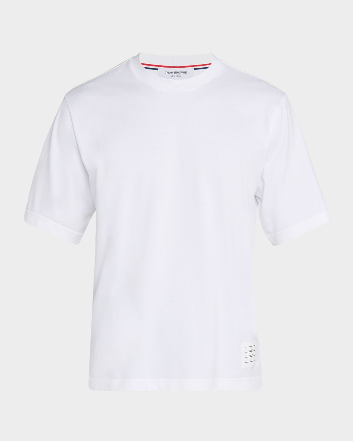 Thom Browne Men 's Cotton Stripe-Trim Crewneck T-Shirt