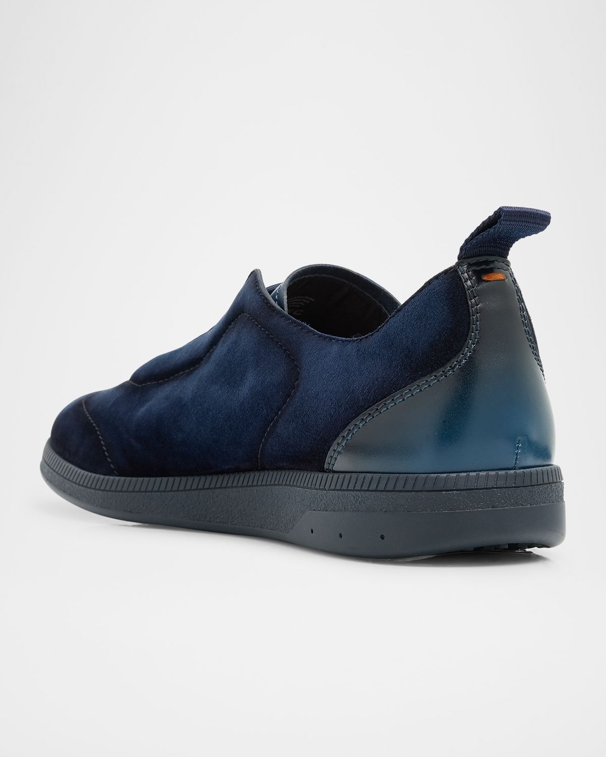 Santoni Men 's Lume Suede Stretch-Lace Low-Top Sneakers