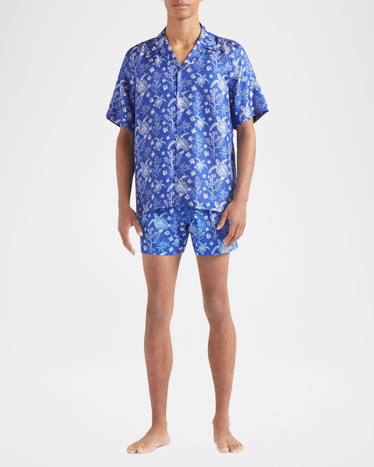 Vilebrequin Men's Silk X-Ray Turtles Bowling Shirt