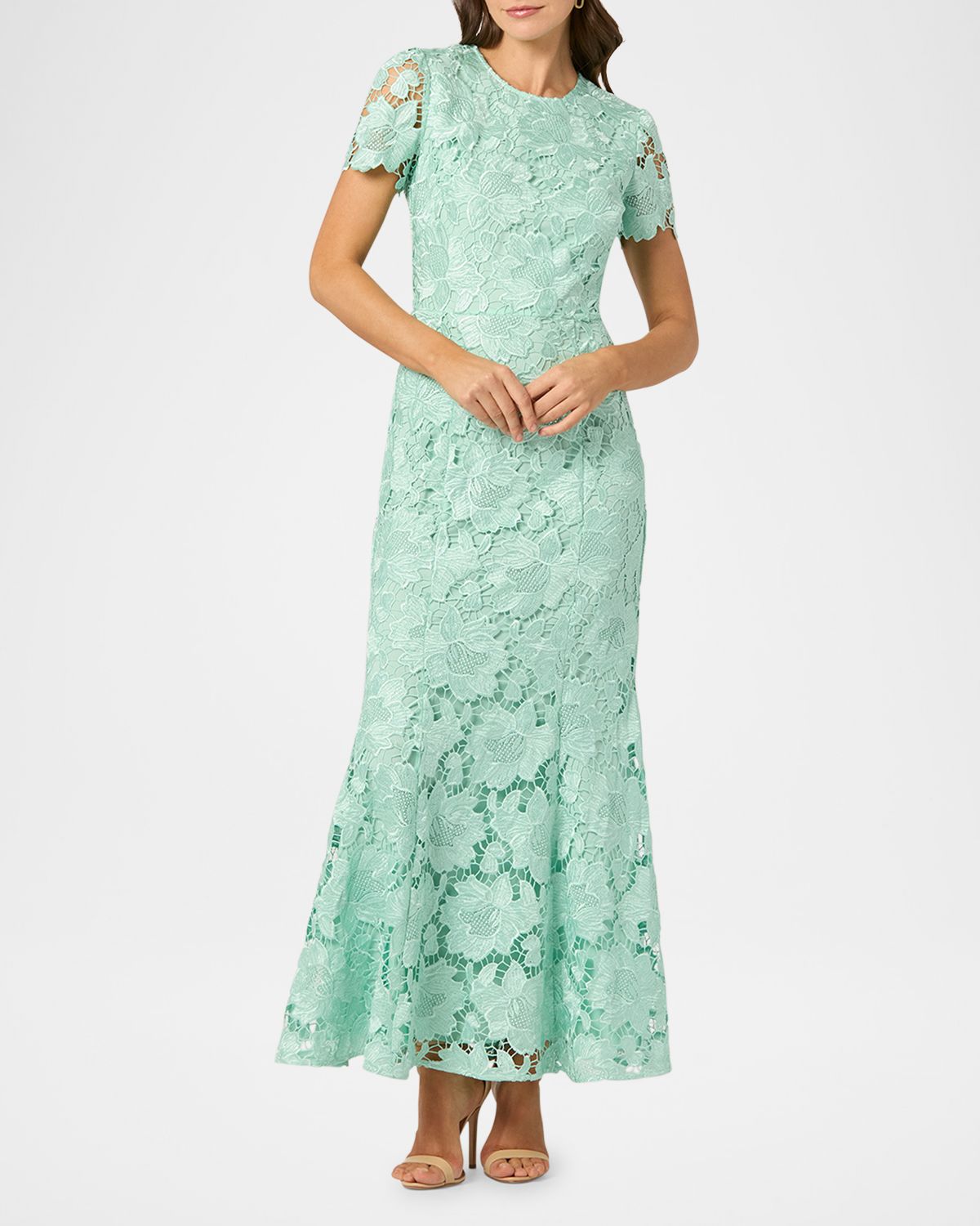 Shoshanna Brie Floral Lace Trumpet Maxi Dress