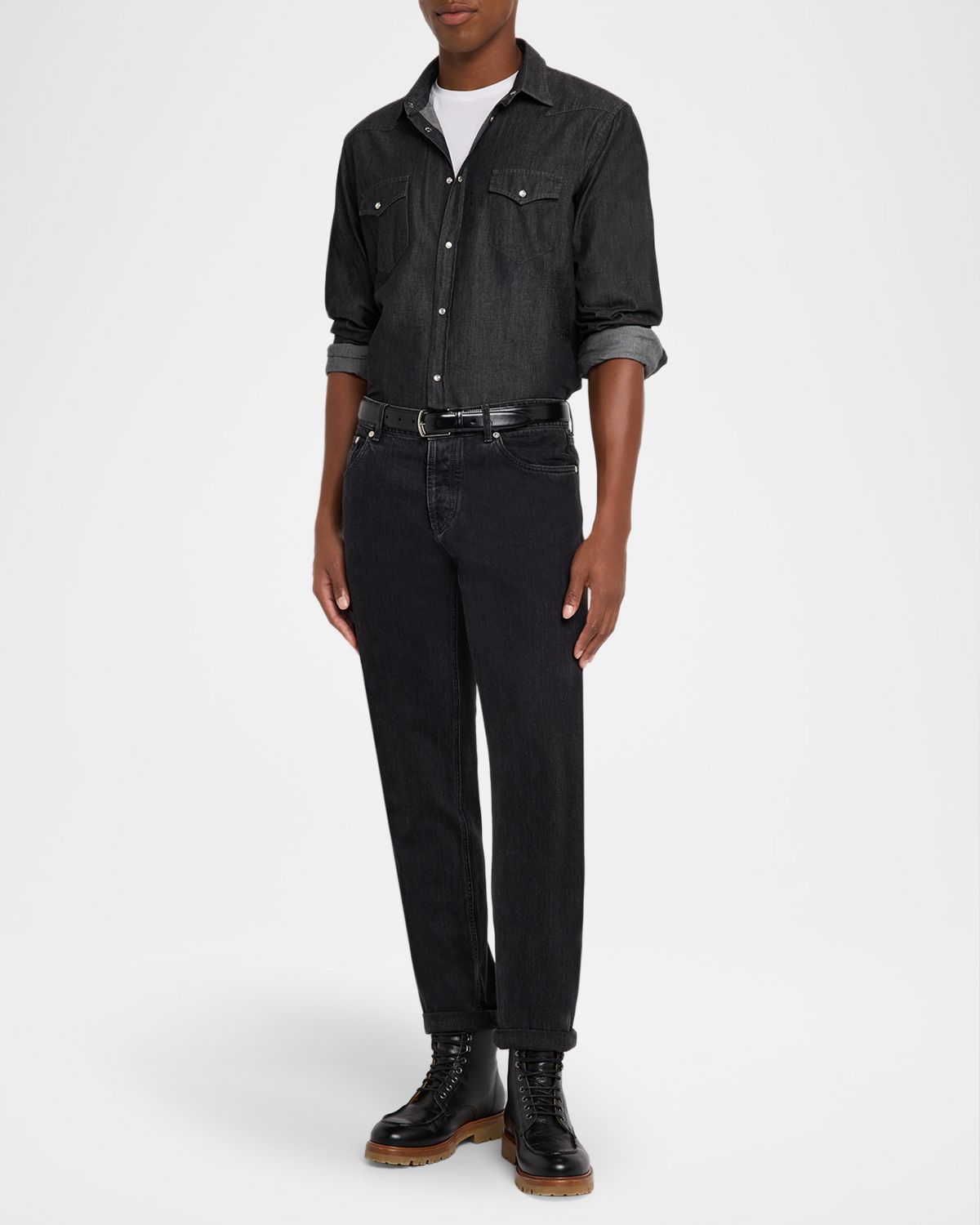 Neiman Marcus Men 's Denim Western Button-Down Shirt