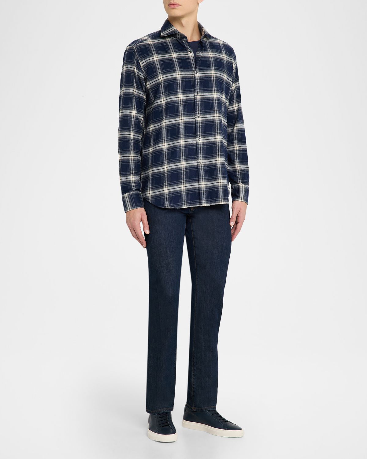 Neiman Marcus Men 's Overplaid Flannel Classic Fit Button-Down Shirt