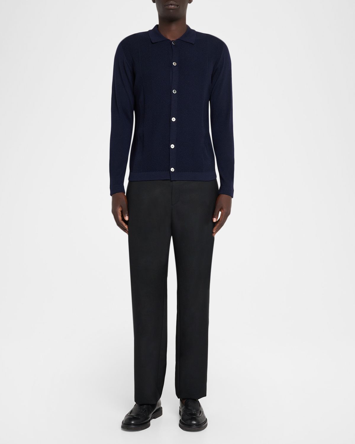 Neiman Marcus Men 's Wool Jacquard Button-Front Sweater