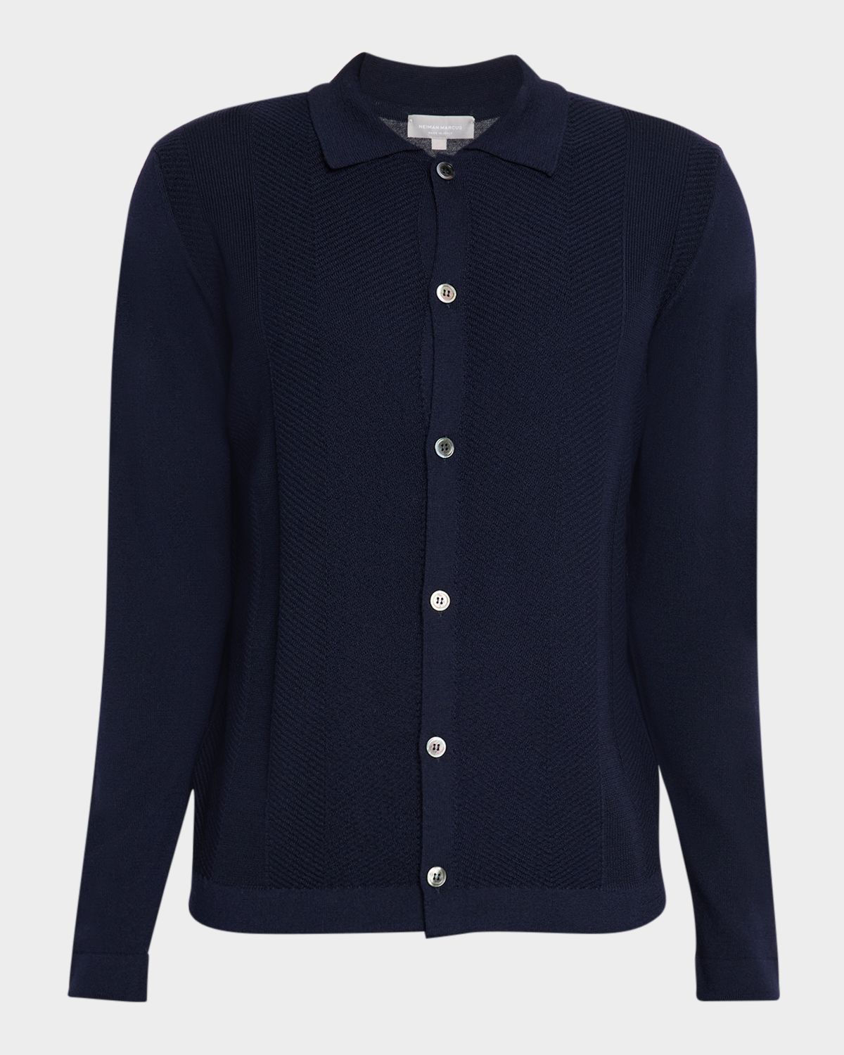 Neiman Marcus Men 's Wool Jacquard Button-Front Sweater
