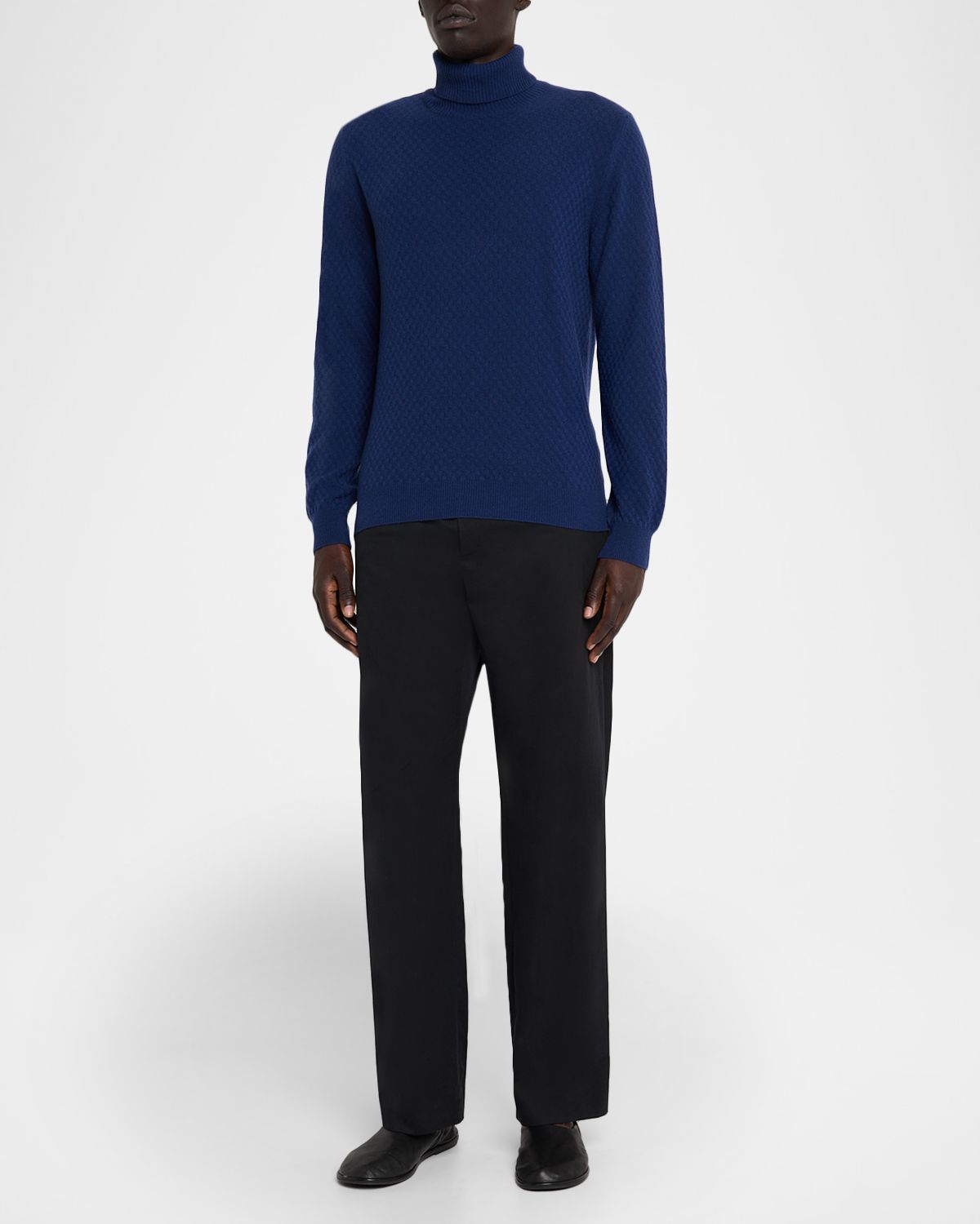 Neiman Marcus Men 's Wool and Cashmere Basketweave Turtleneck Sweater