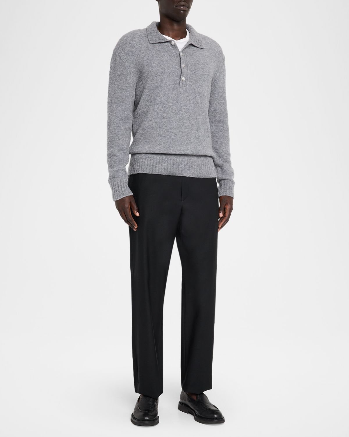 Neiman Marcus Men 's Boucle Knit Polo Sweater