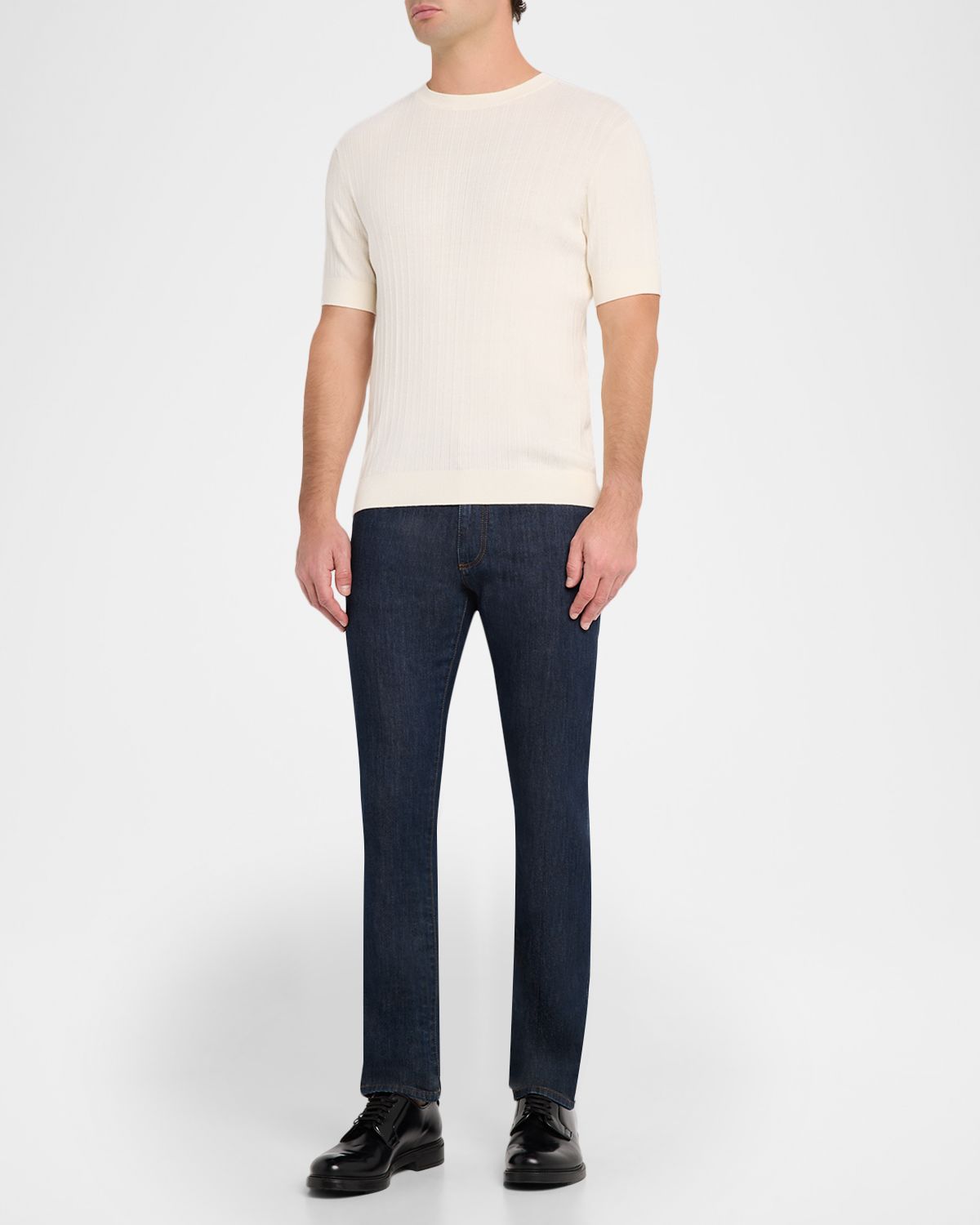Emporio Armani Men 's Jacquard Stripe Short-Sleeve Sweater
