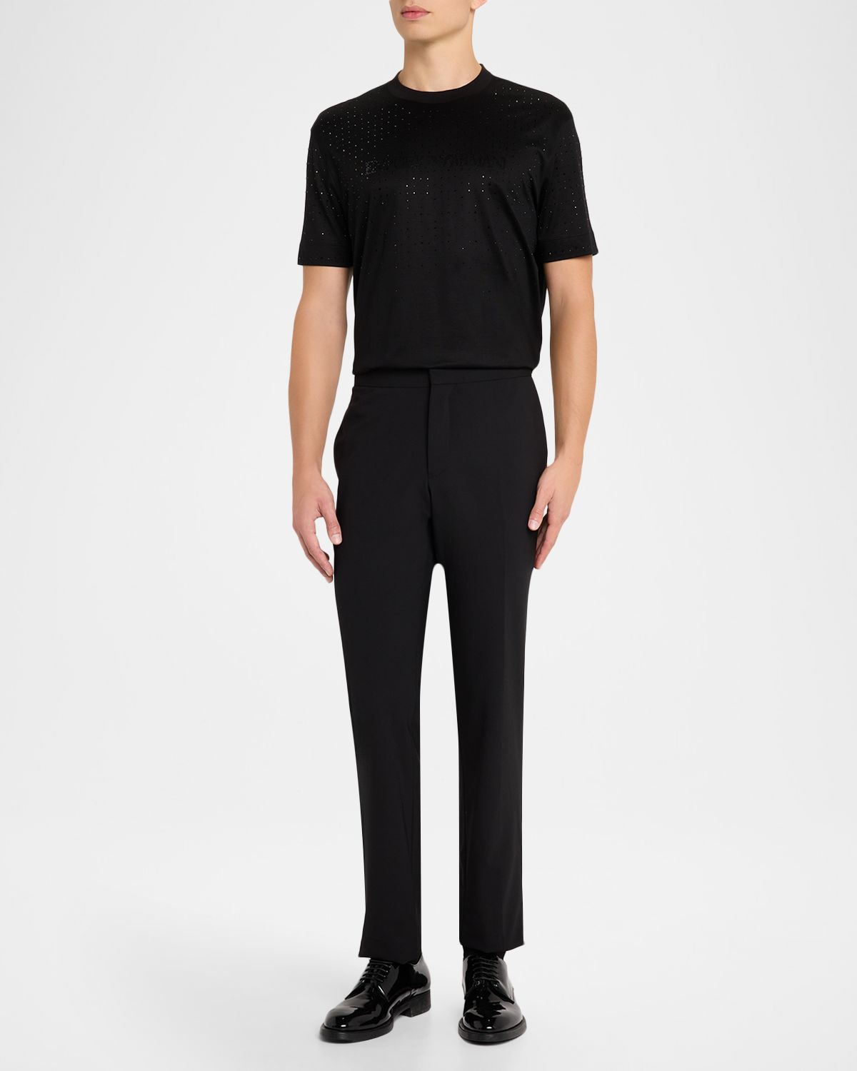 Emporio Armani Men 's Clubwear Cotton-Lyocell Jersey Rhinestone Logo T-Shirt | Thumbnail 5